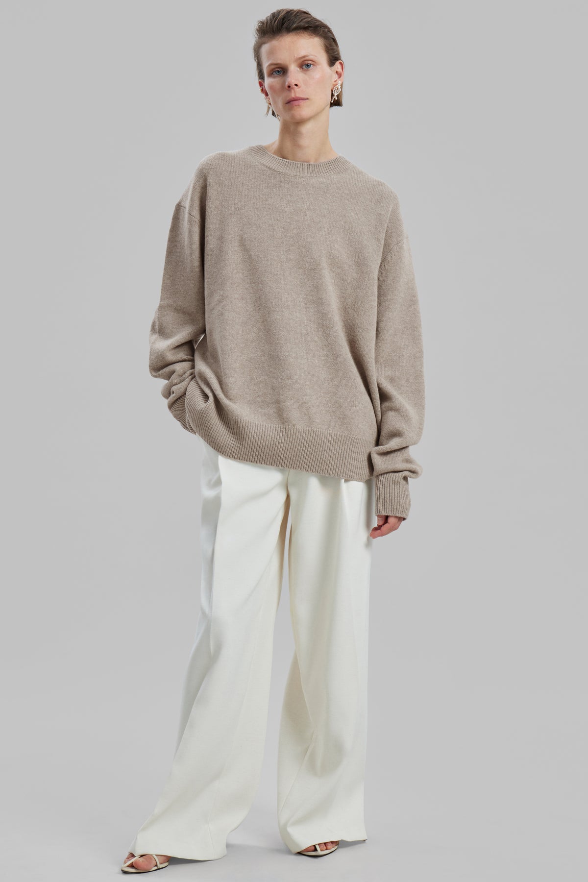 Quinton Crew Neck Sweater - Beige Melange - 2