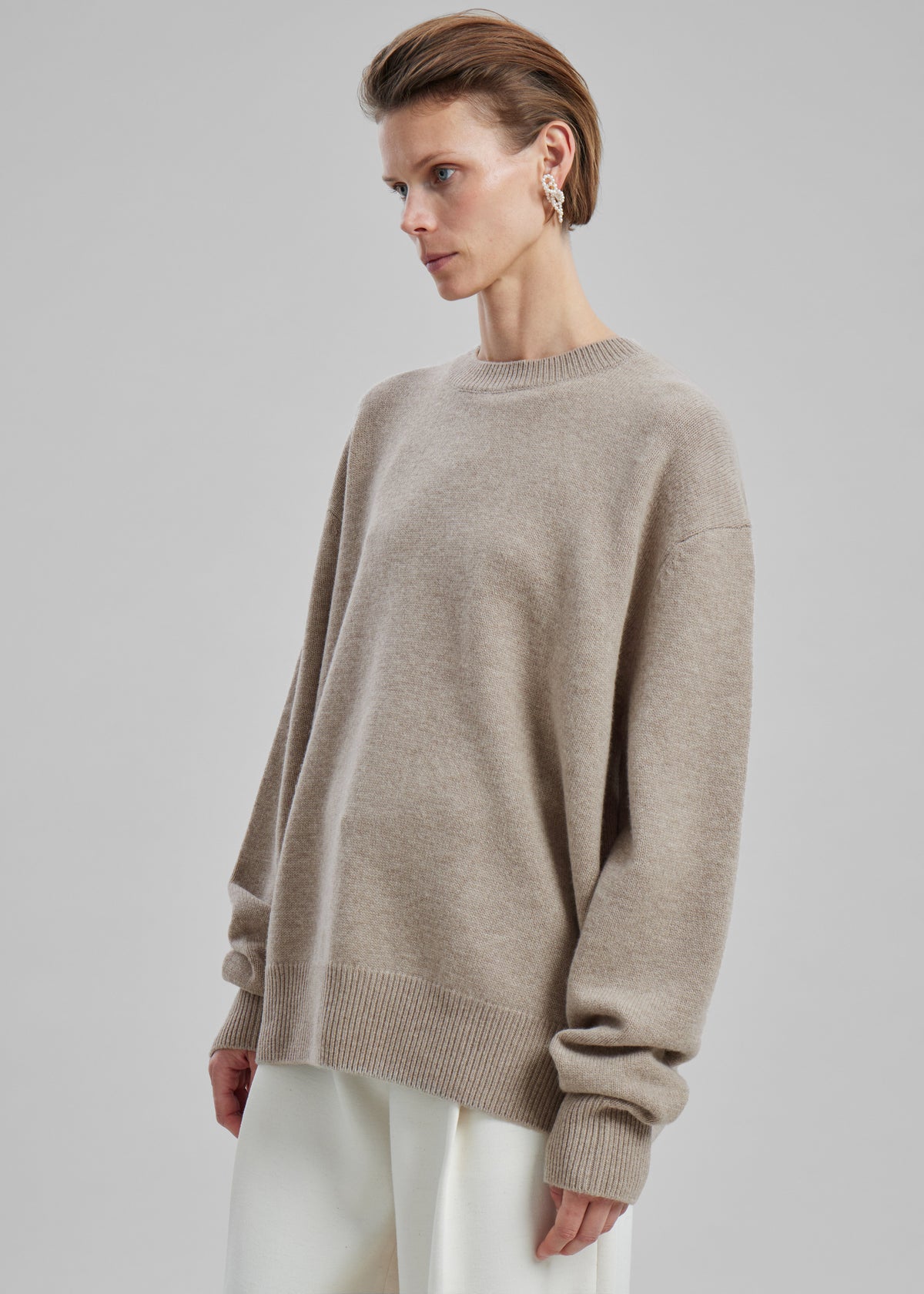 Quinton Crew Neck Sweater - Beige Melange - 4