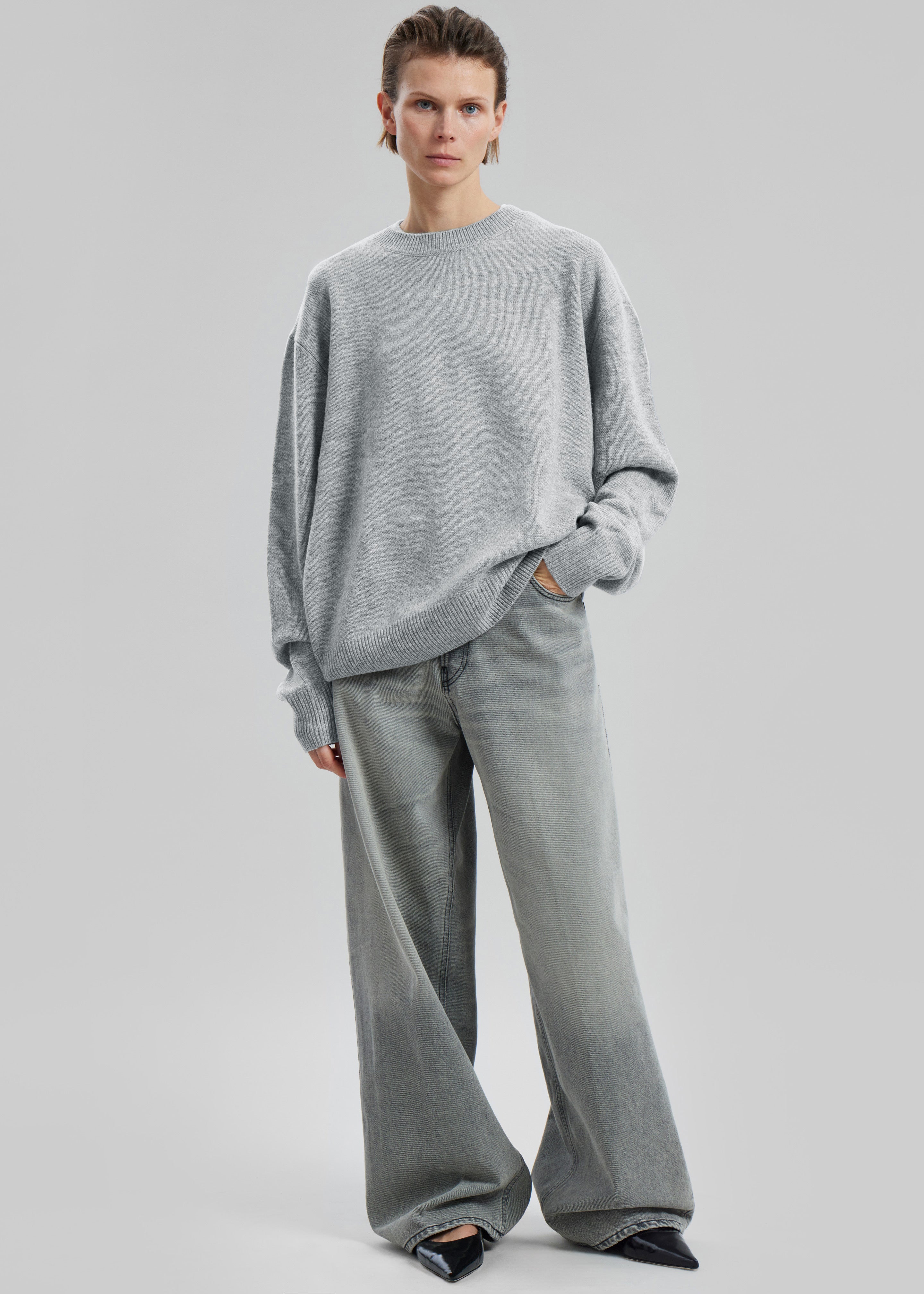 Quinton Crew Neck Sweater - Light Grey - 4