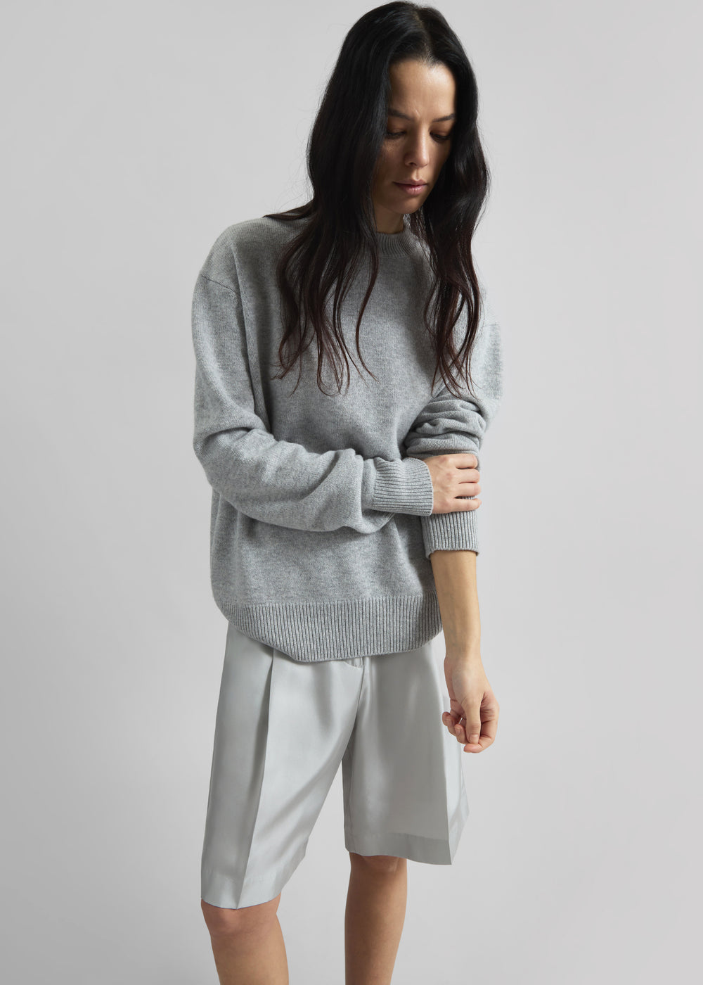 Quinton Crew Neck Sweater - Light Grey - 1