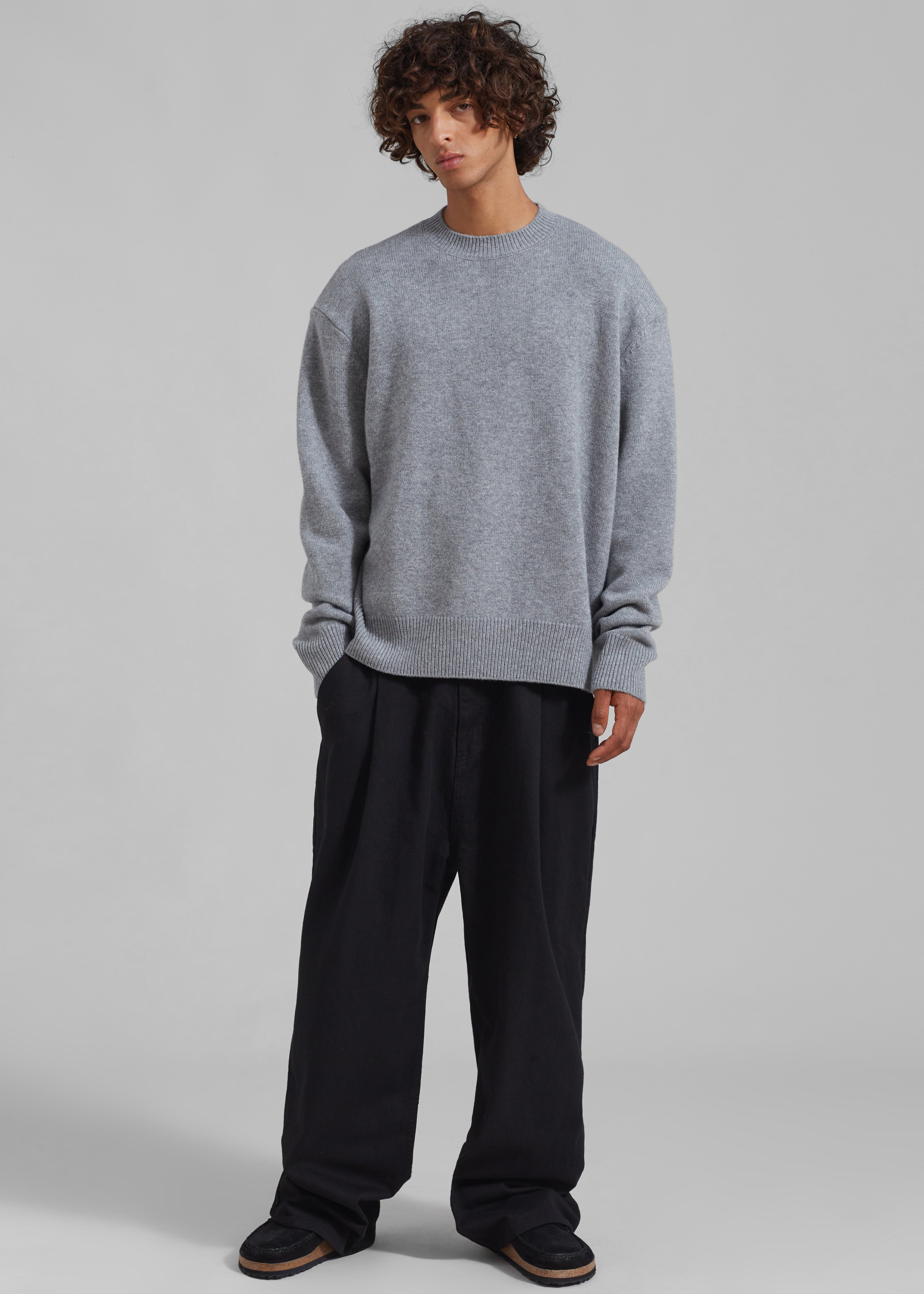 Quinton Crew Neck Sweater - Grey Melange - 7 - [gender-male]