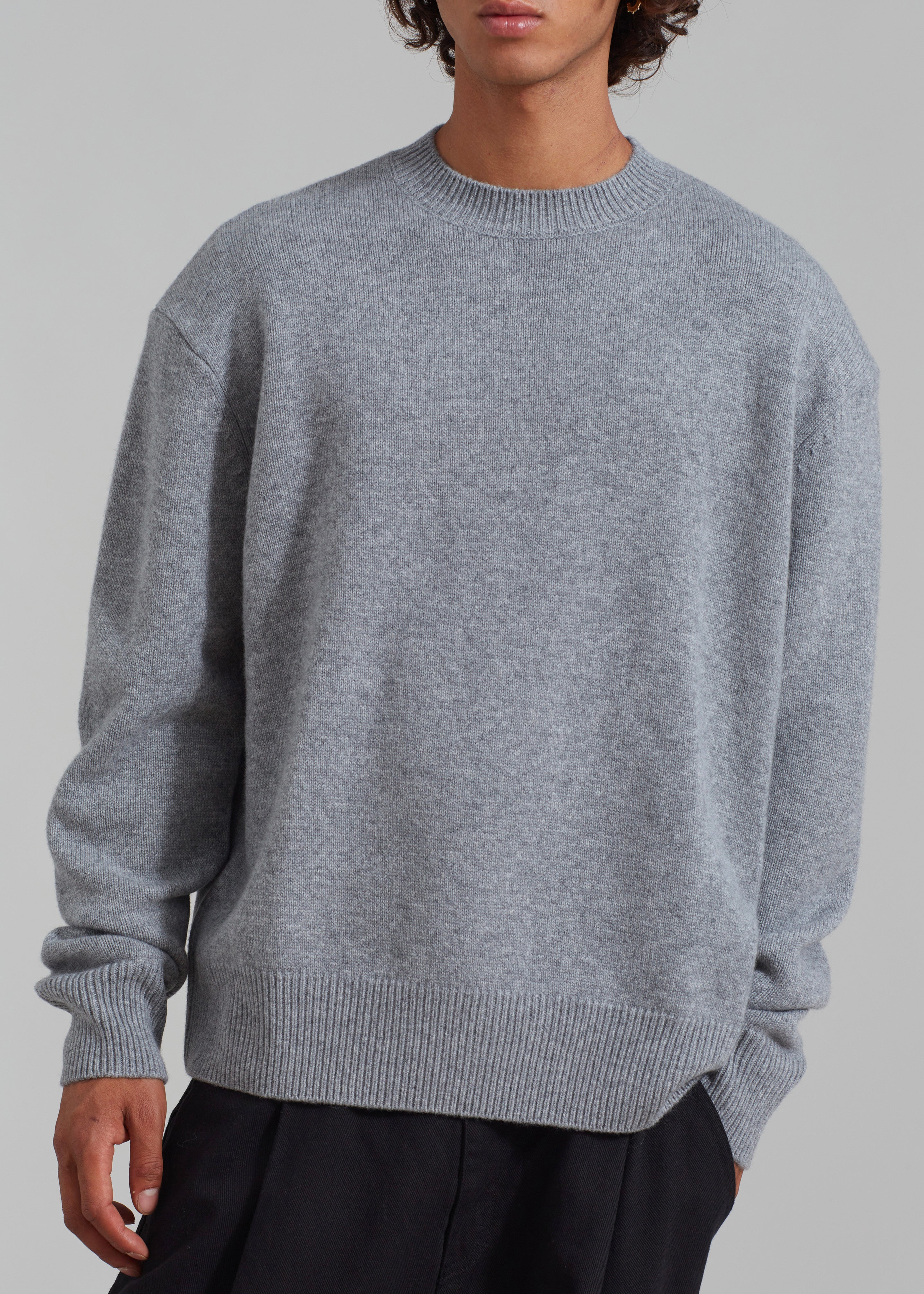 Quinton Crew Neck Sweater - Grey Melange - 8 - [gender-male]