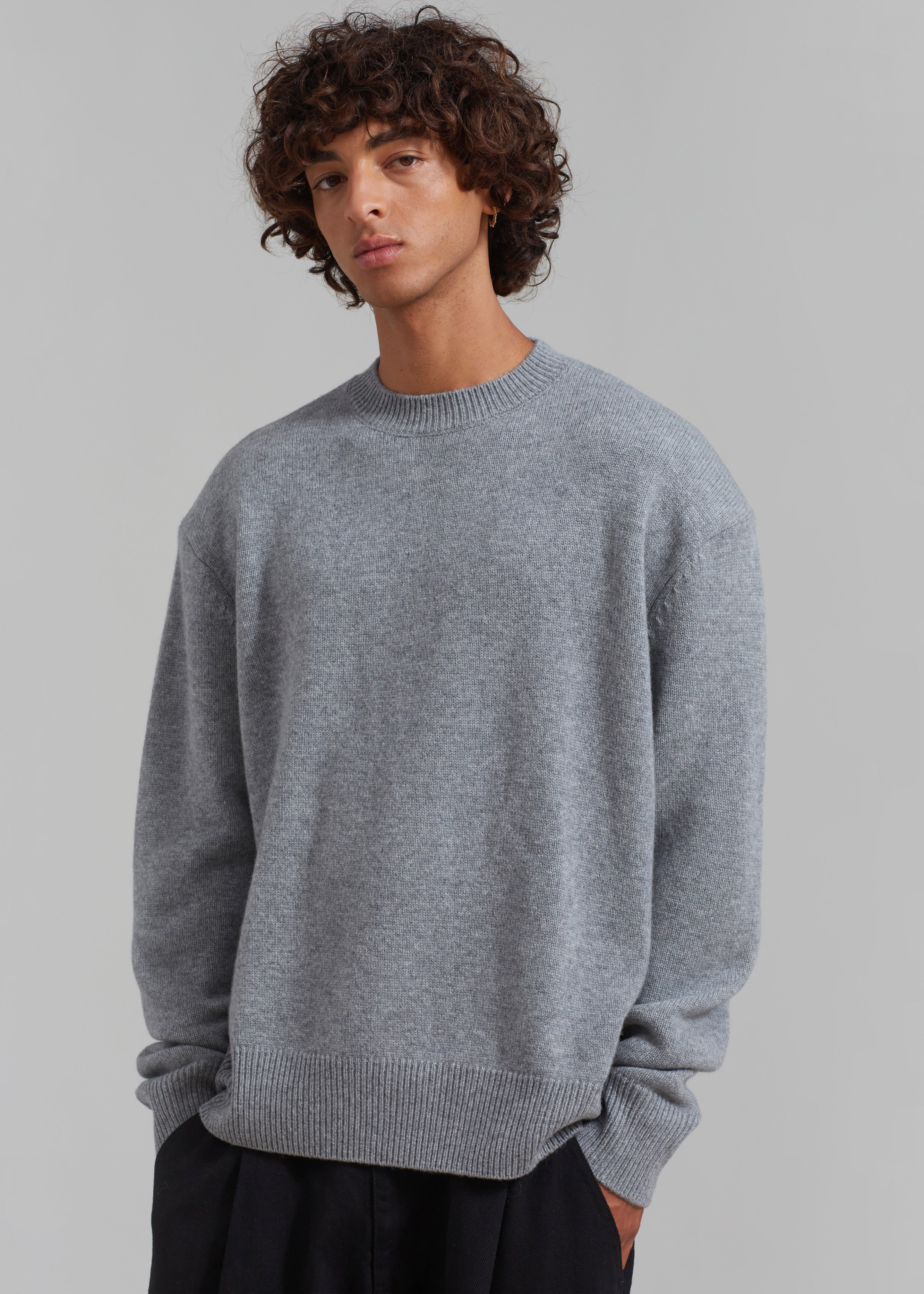 Quinton Crew Neck Sweater - Grey Melange - 6 - [gender-male]