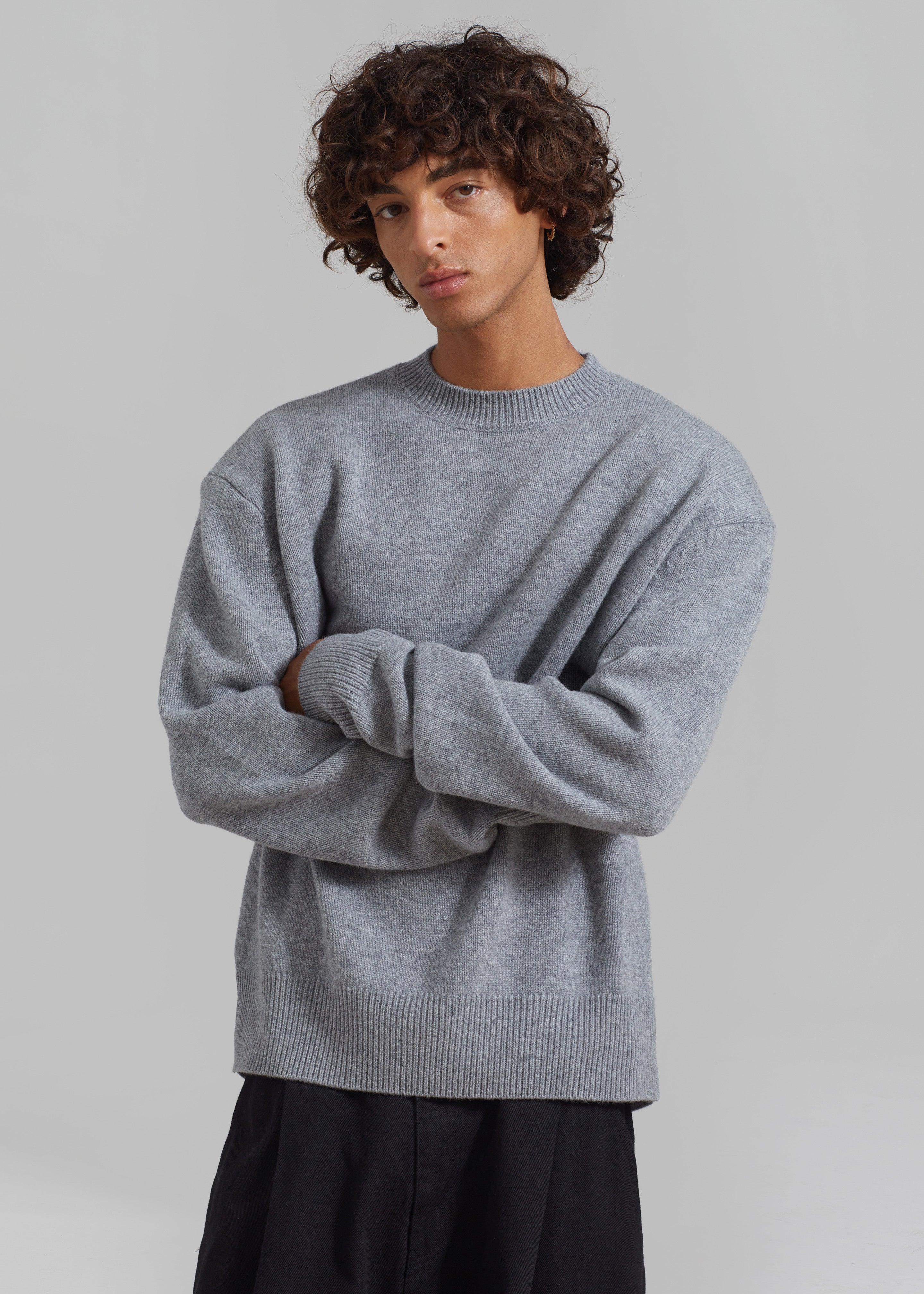 Quinton Crew Neck Sweater - Grey Melange - 10 - [gender-male]