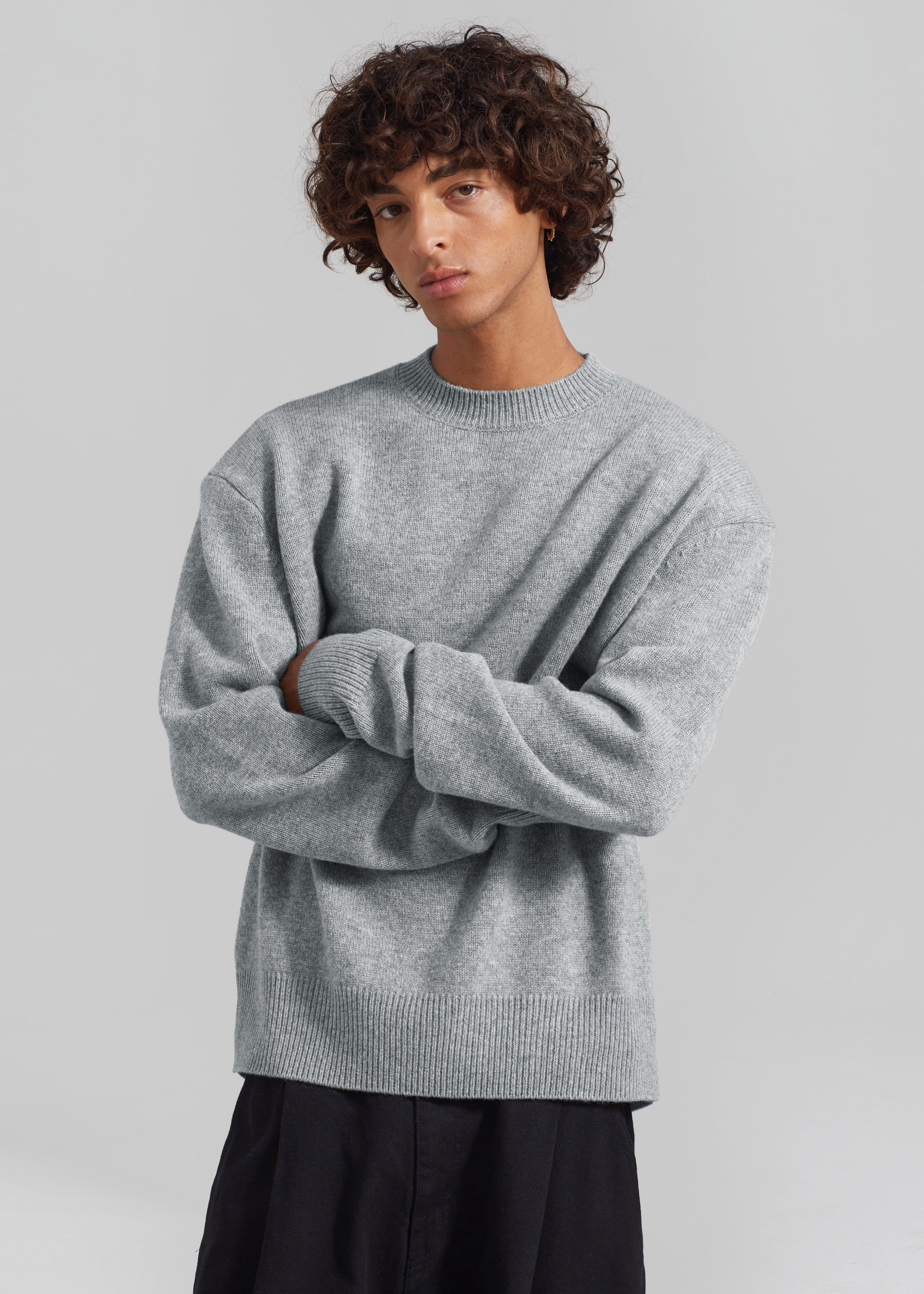 Quinton Crew Neck Sweater - Light Grey - 13