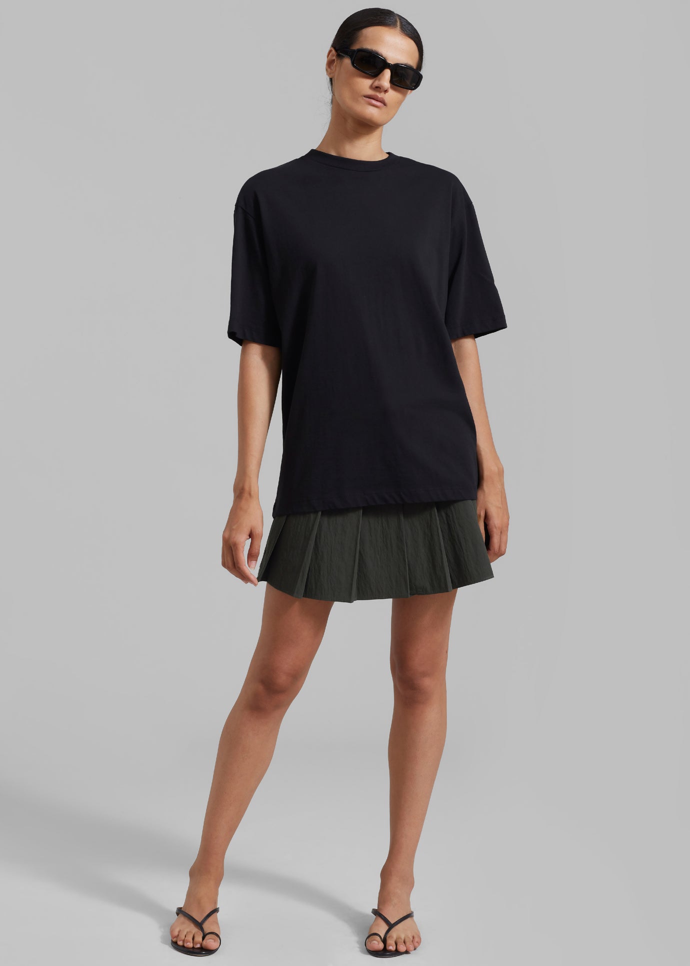 Rachael Pleated Mini Skirt - Charcoal