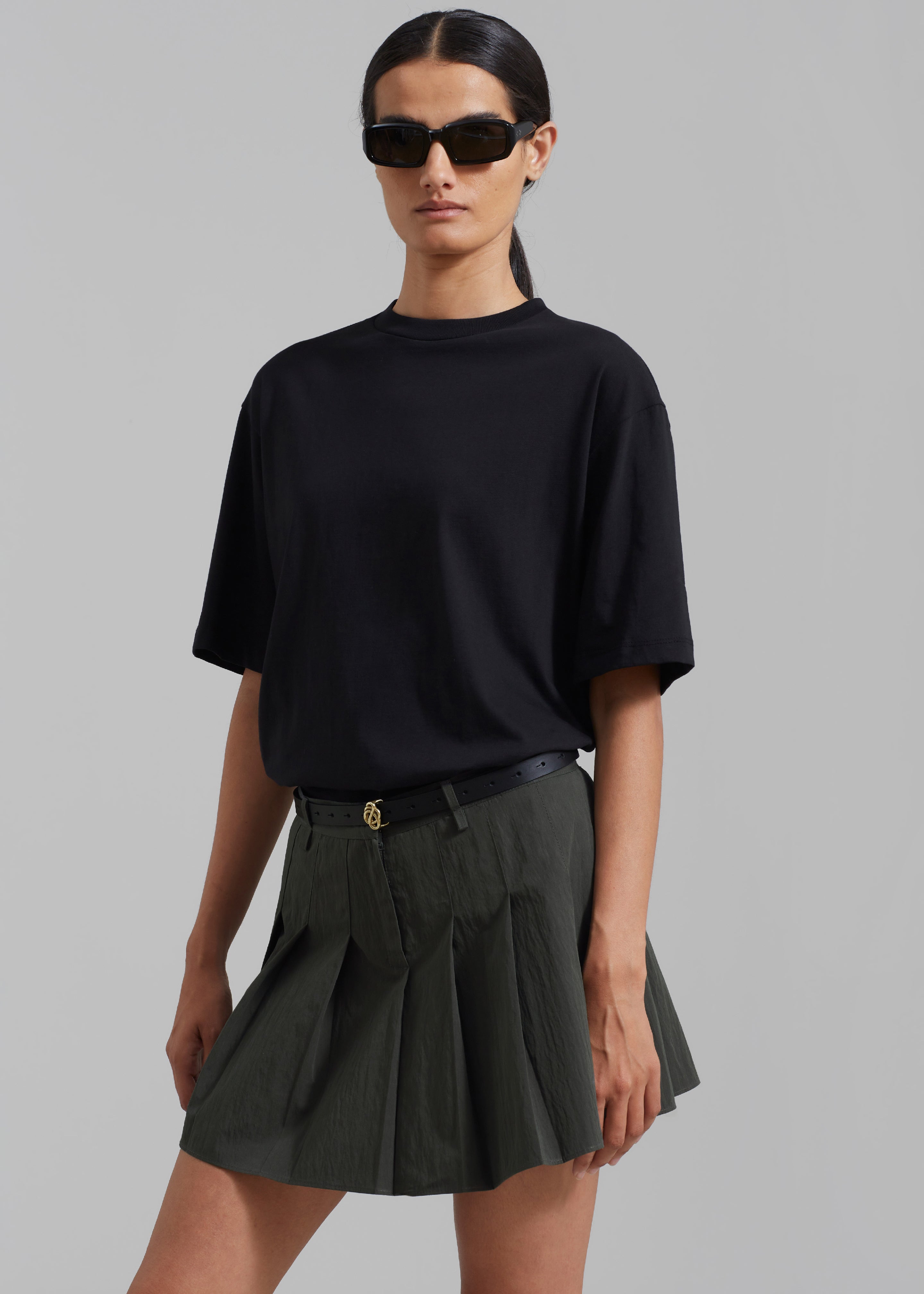 Rachael Pleated Mini Skirt - Charcoal - 2
