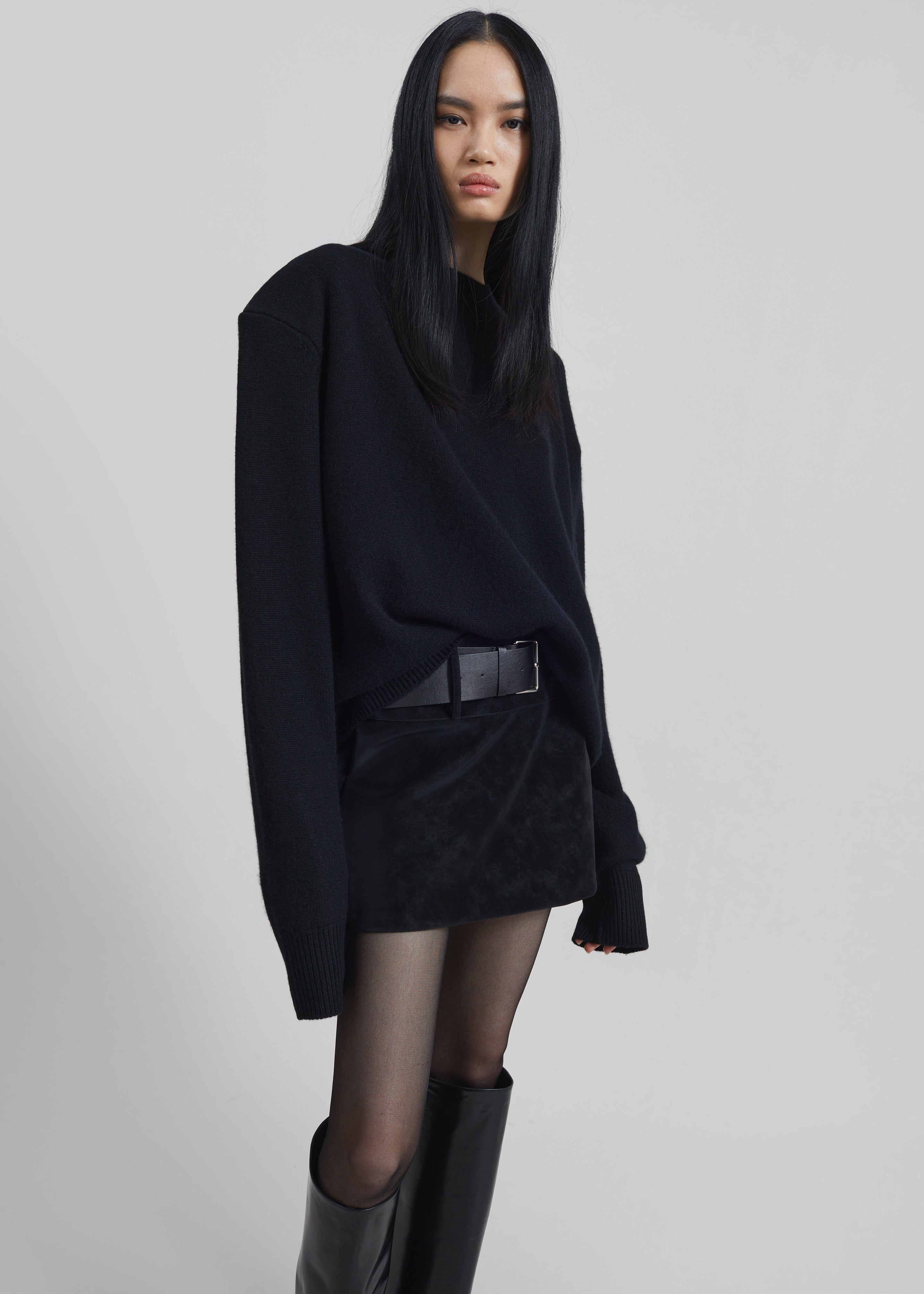 Rafaela Padded Knit Sweater - Black – The Frankie Shop
