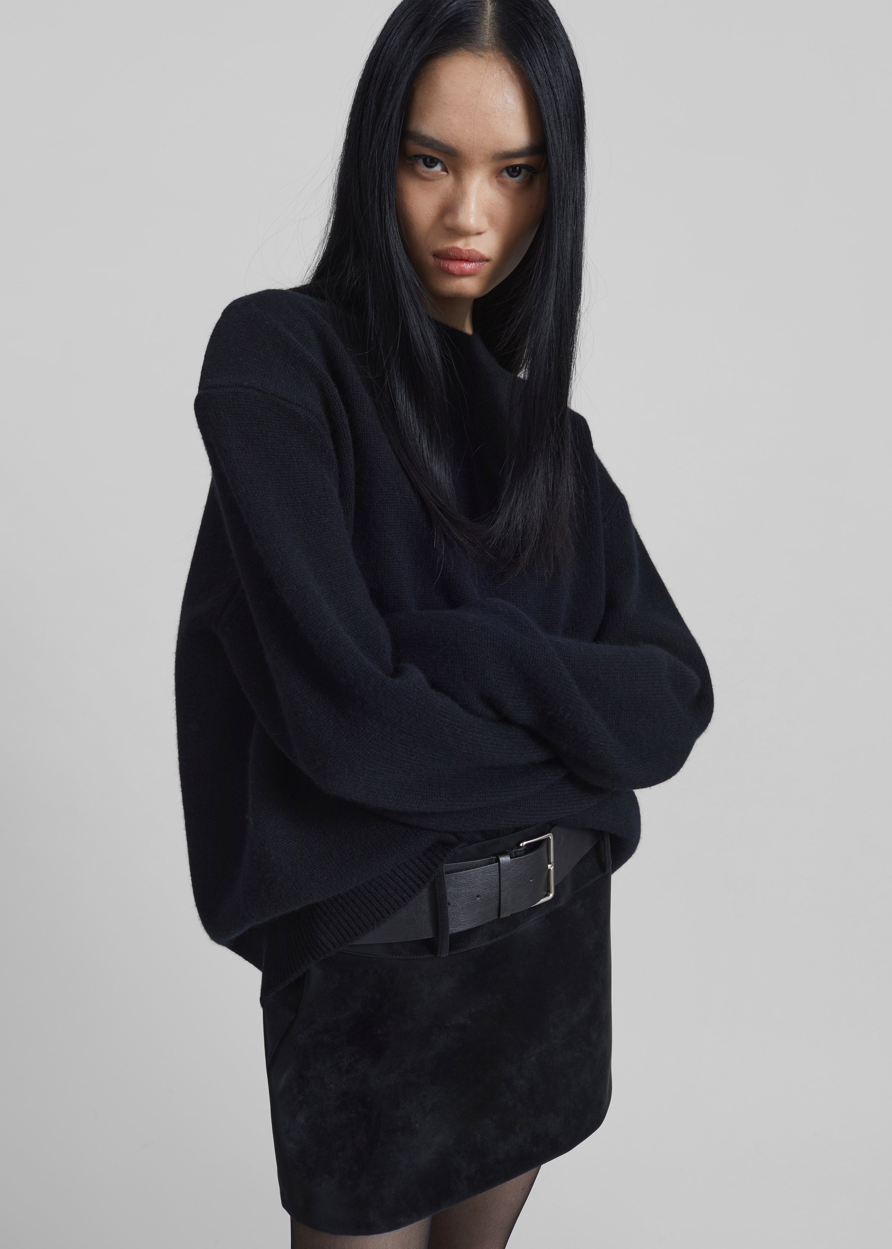 Rafaela Padded Knit Sweater - Black – The Frankie Shop