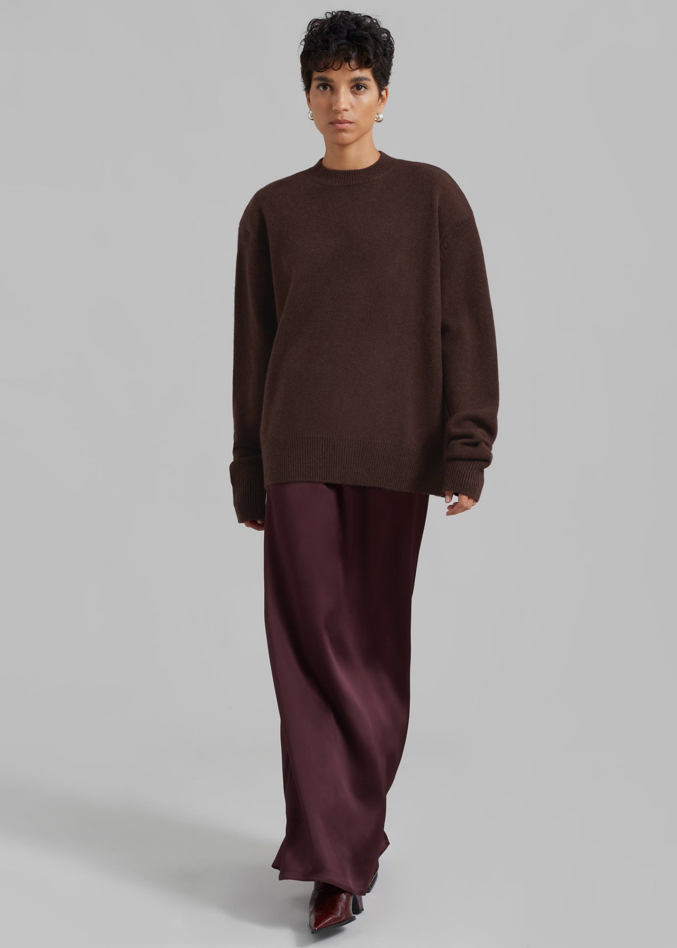 Rafaela Padded Knit Sweater - Brown - 1