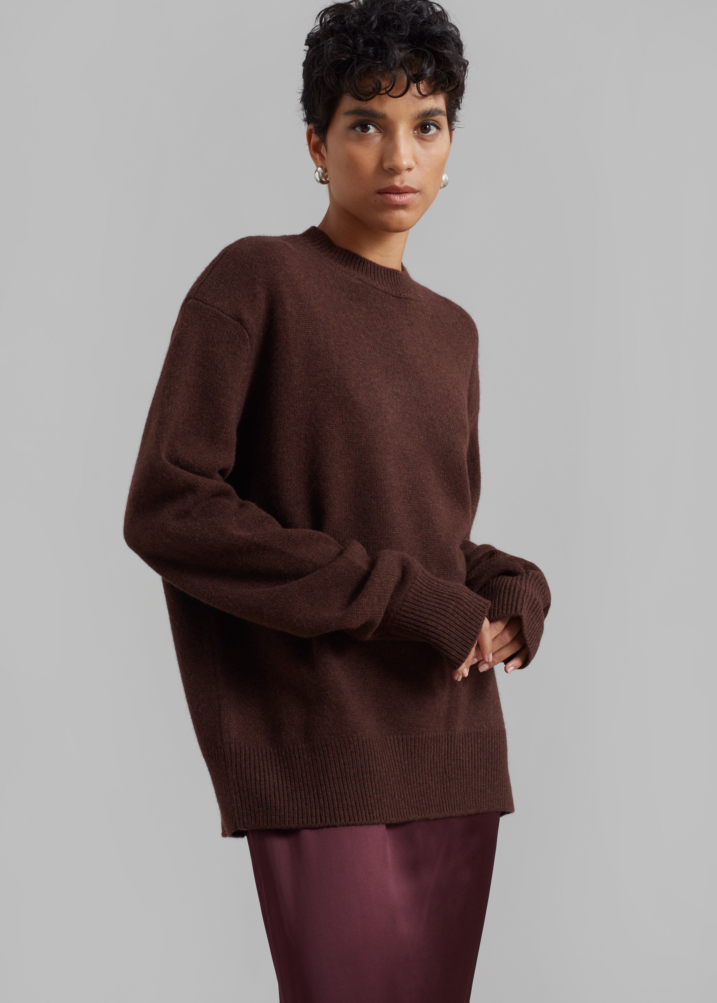Rafaela Padded Knit Sweater - Brown - 1