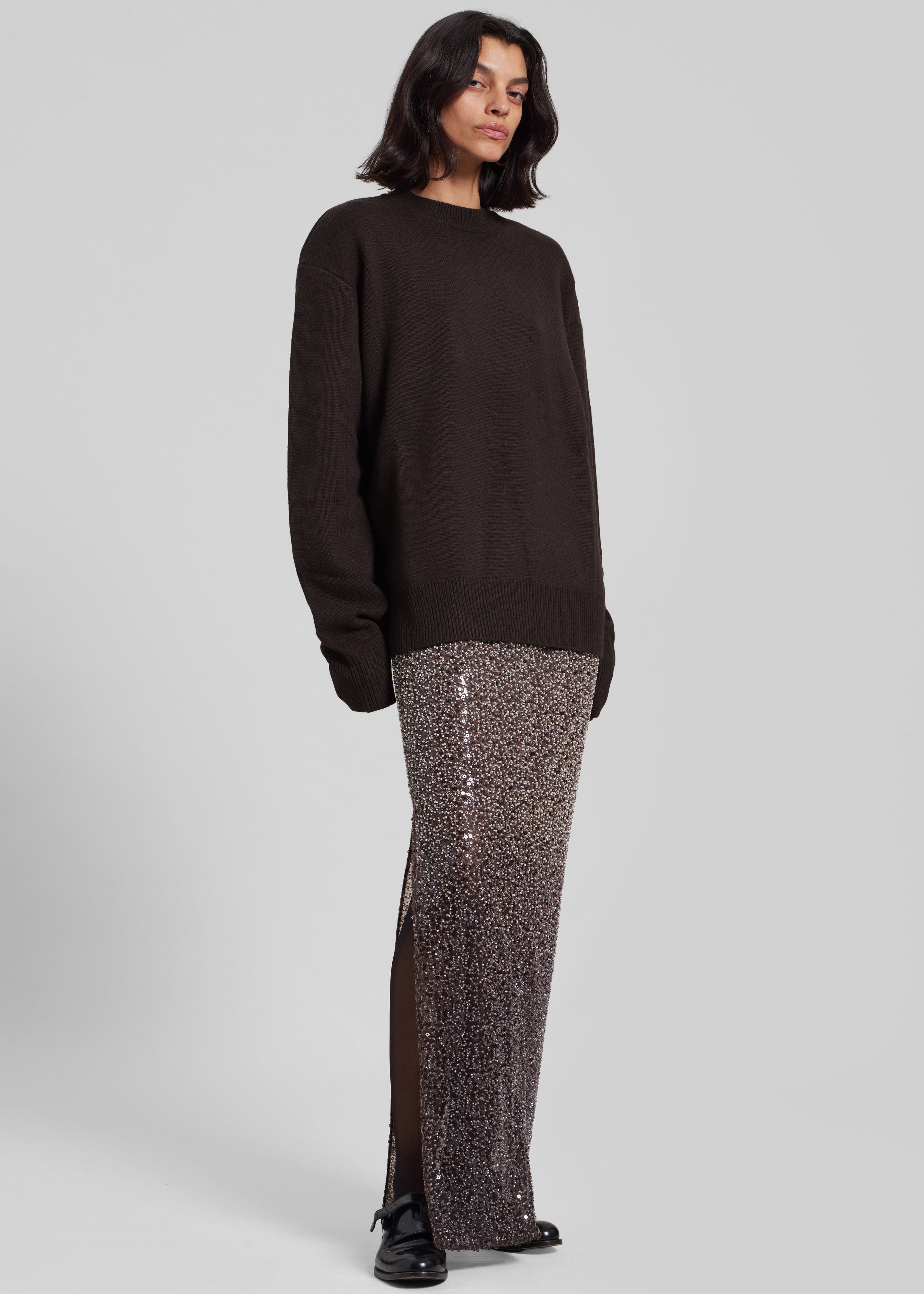 Rafaela Padded Knit Sweater - Dark Brown – The Frankie Shop