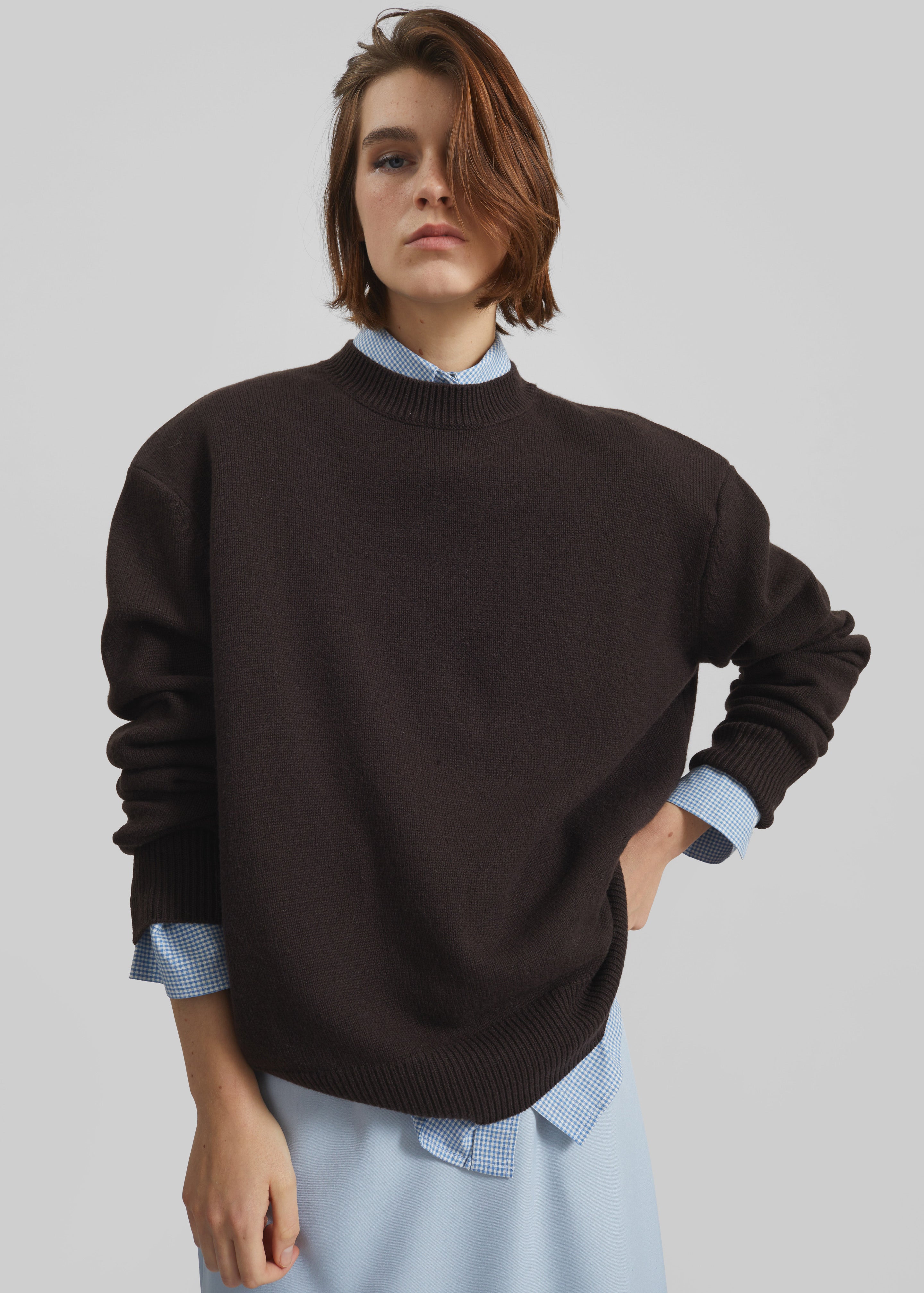 Rafaela Padded Knit Sweater - Dark Brown – The Frankie Shop