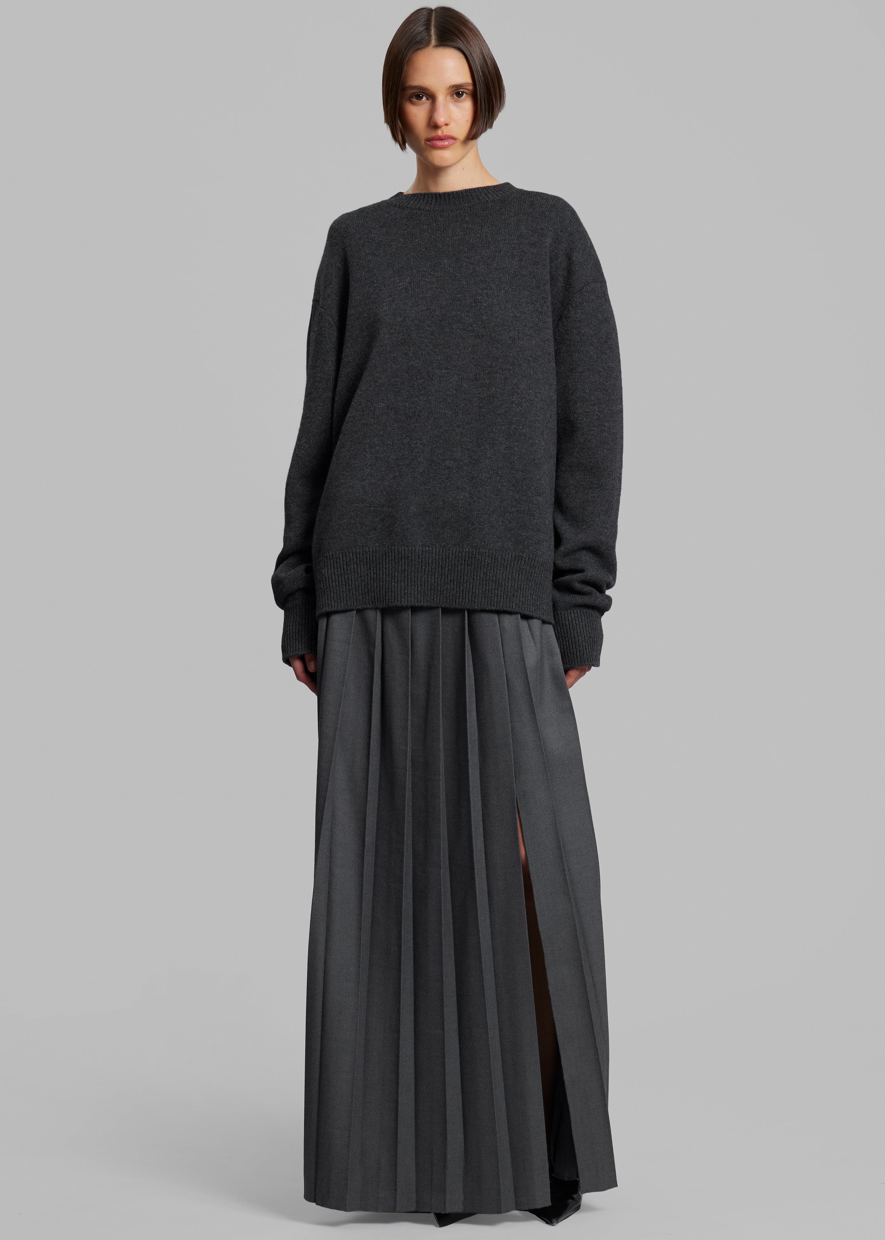 Rafaela Padded Knit Sweater - Dark Grey Melange - 3