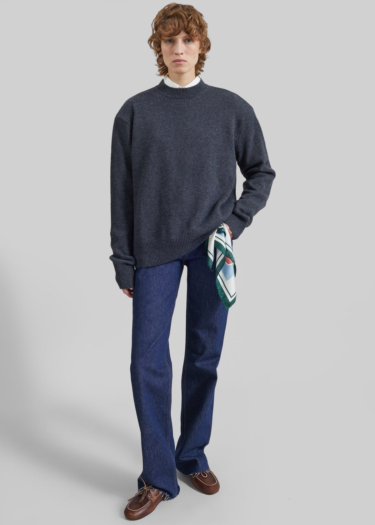 Rafaela Padded Knit Sweater - Dark Grey Melange