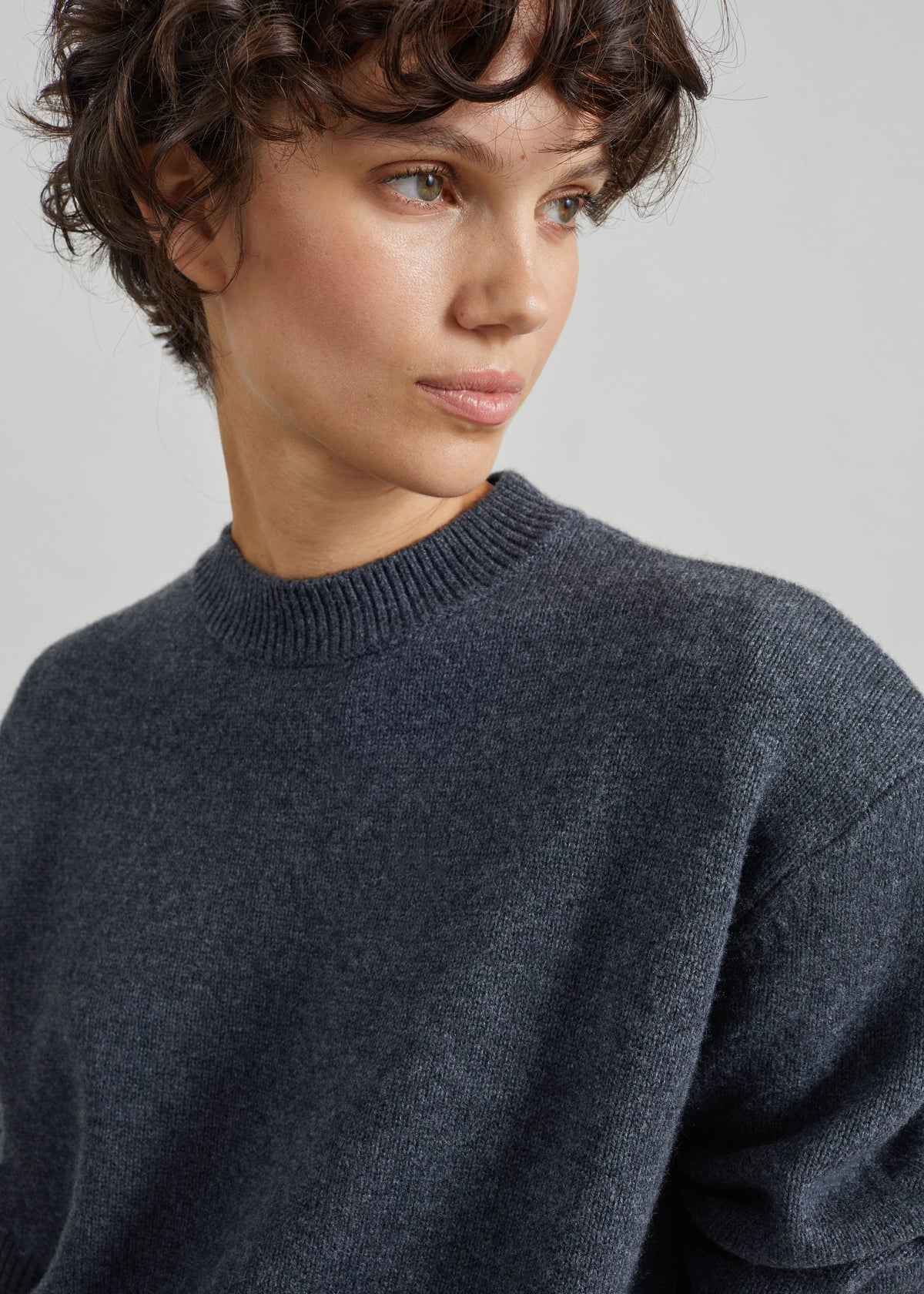 Rafaela Padded Knit Sweater - Dark Grey Melange