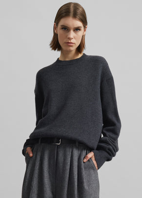 Rafaela Padded Knit Sweater - Dark Grey Melange