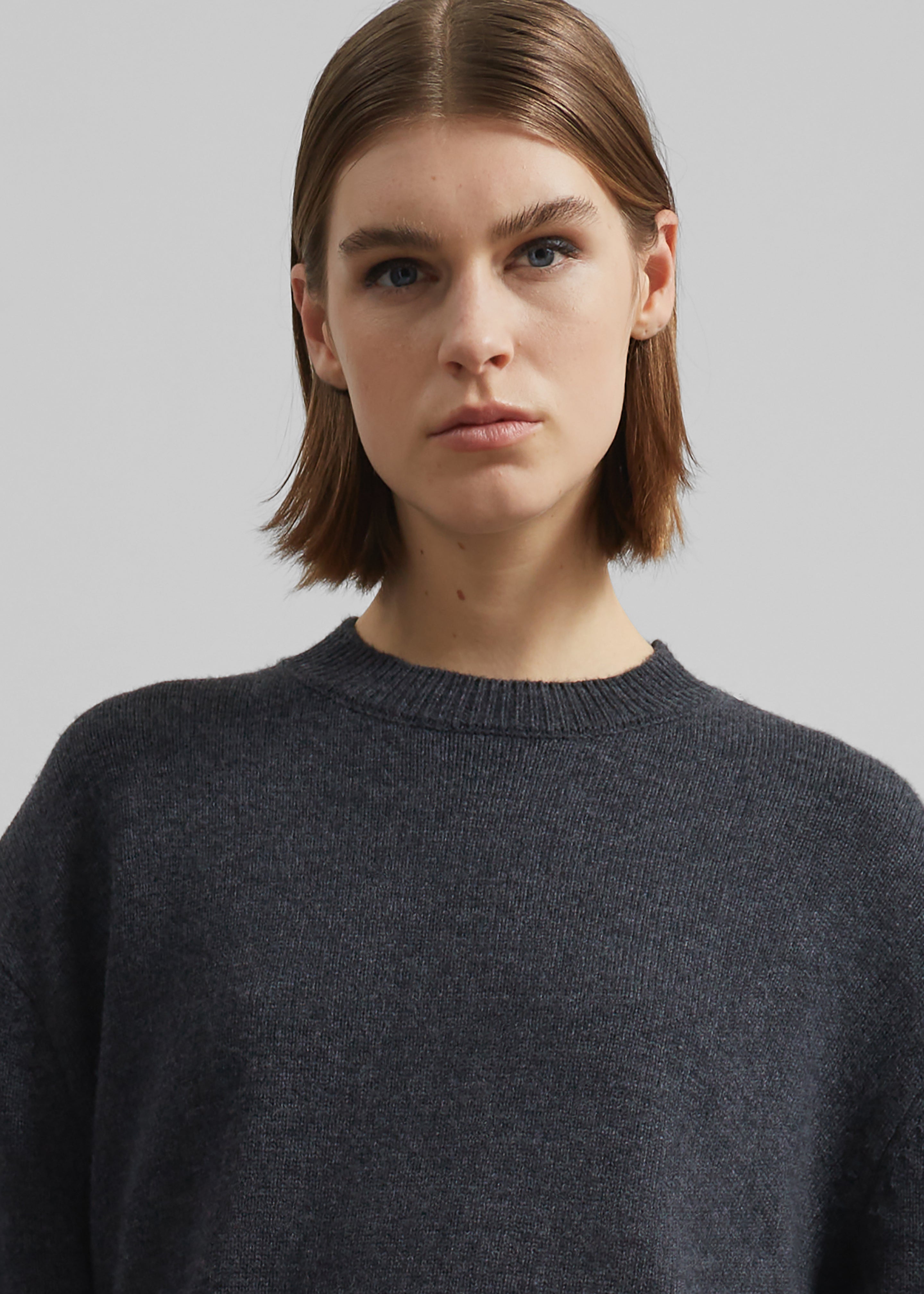 The Frankie Shop ニット・セーター M グレー 【古着】【中古】【送料無料】 Meriel Wool Polo Sweater - Grey – The Frankie Shop