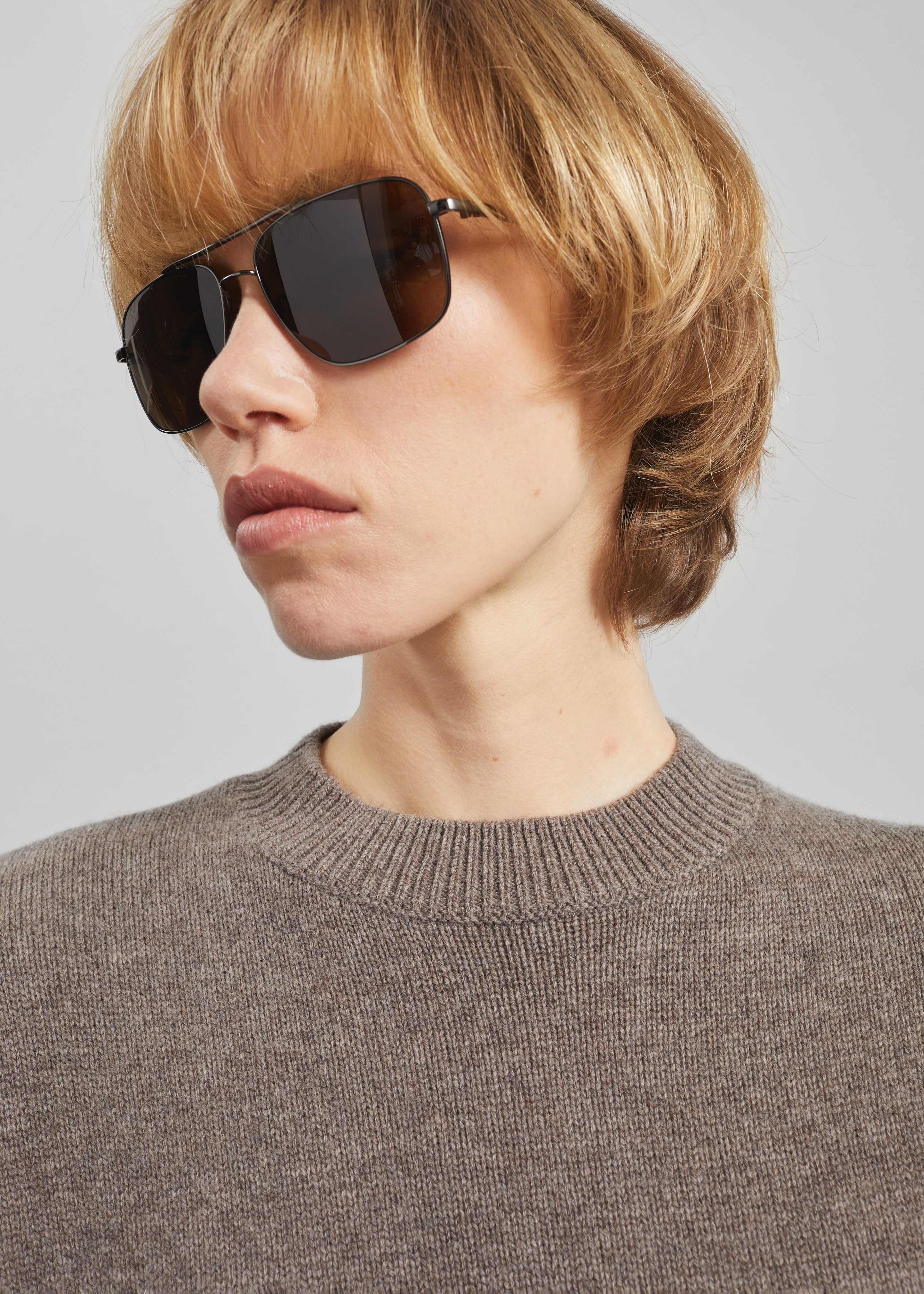 Rafaela Padded Knit Sweater - Dark Taupe – The Frankie Shop