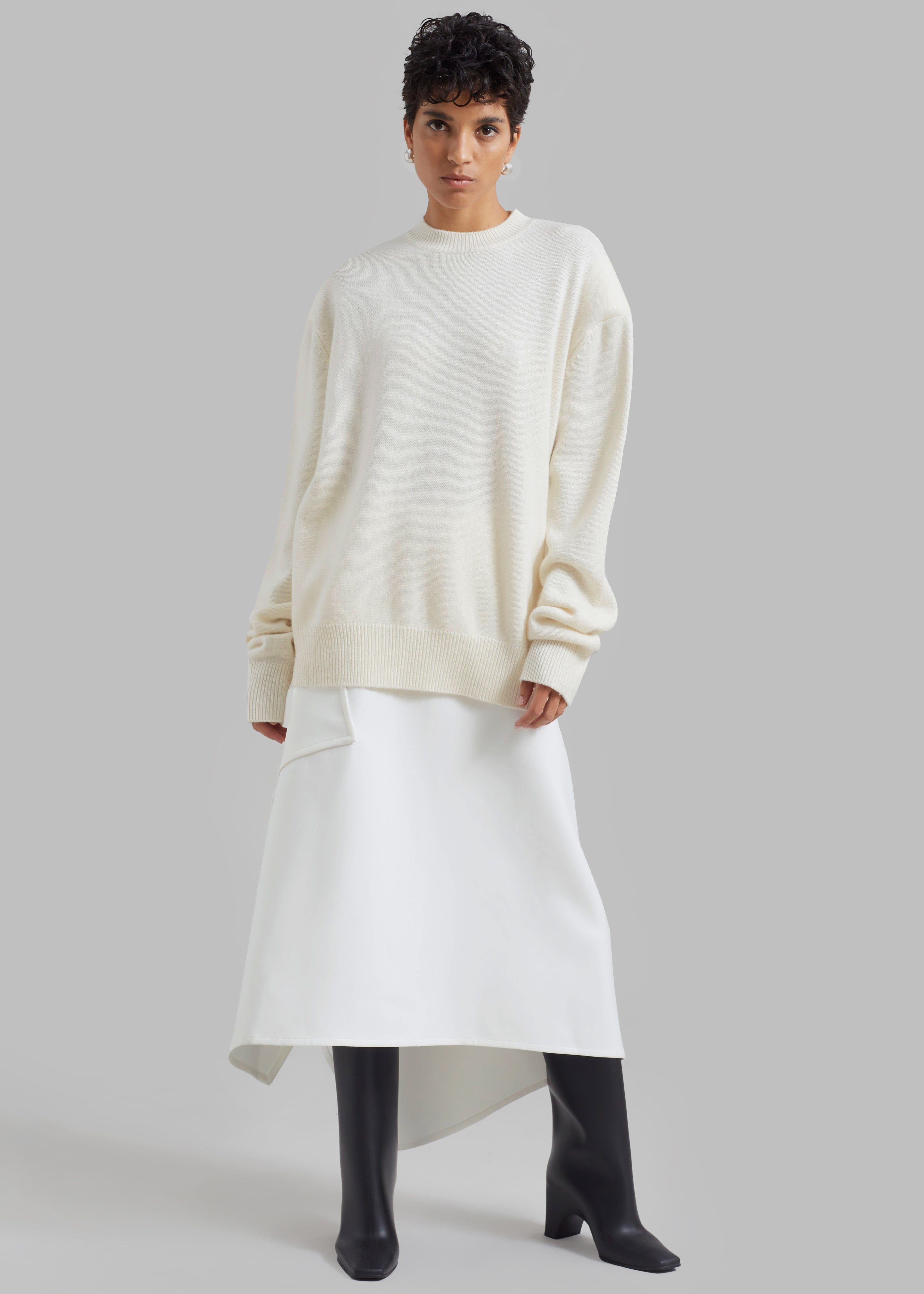 Rafaela Padded Knit Sweater - Ivory - 5