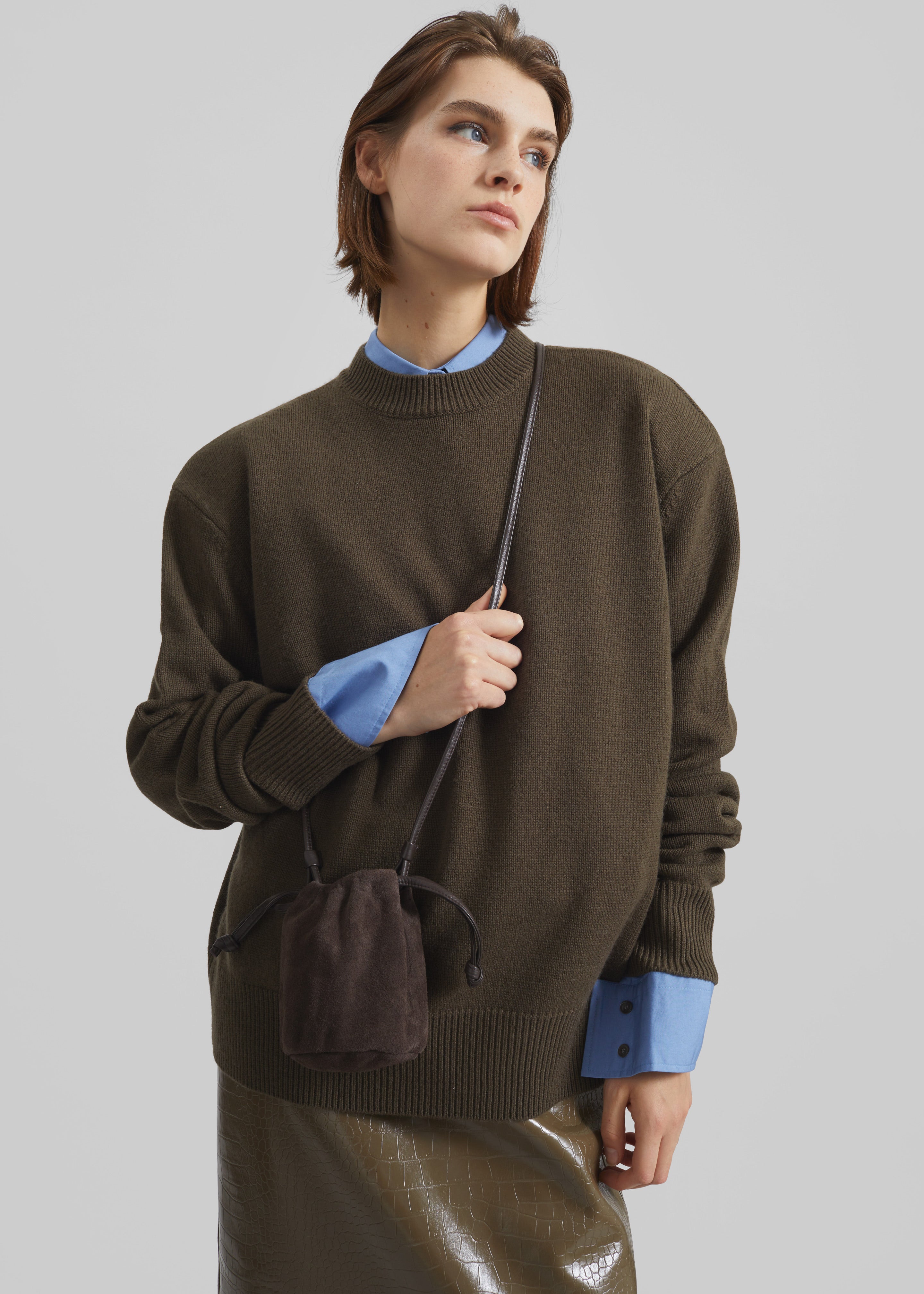Rafaela Padded Knit Sweater - Olive - 4