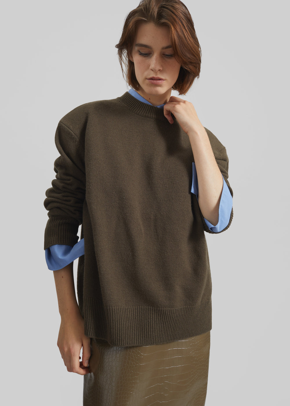 Rafaela Padded Knit Sweater - Olive - 1