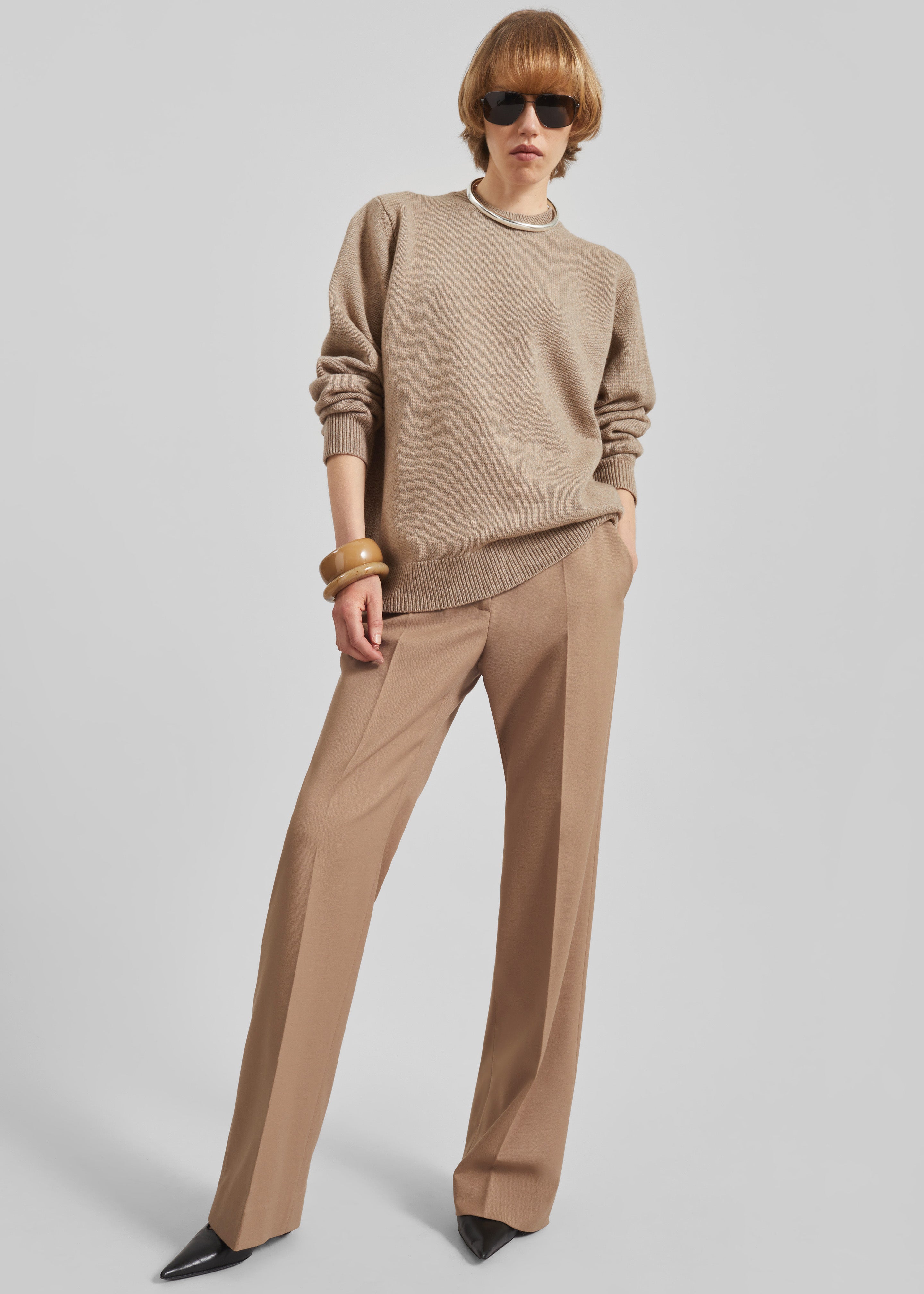 Rafaela Padded Knit Sweater - Taupe - 8