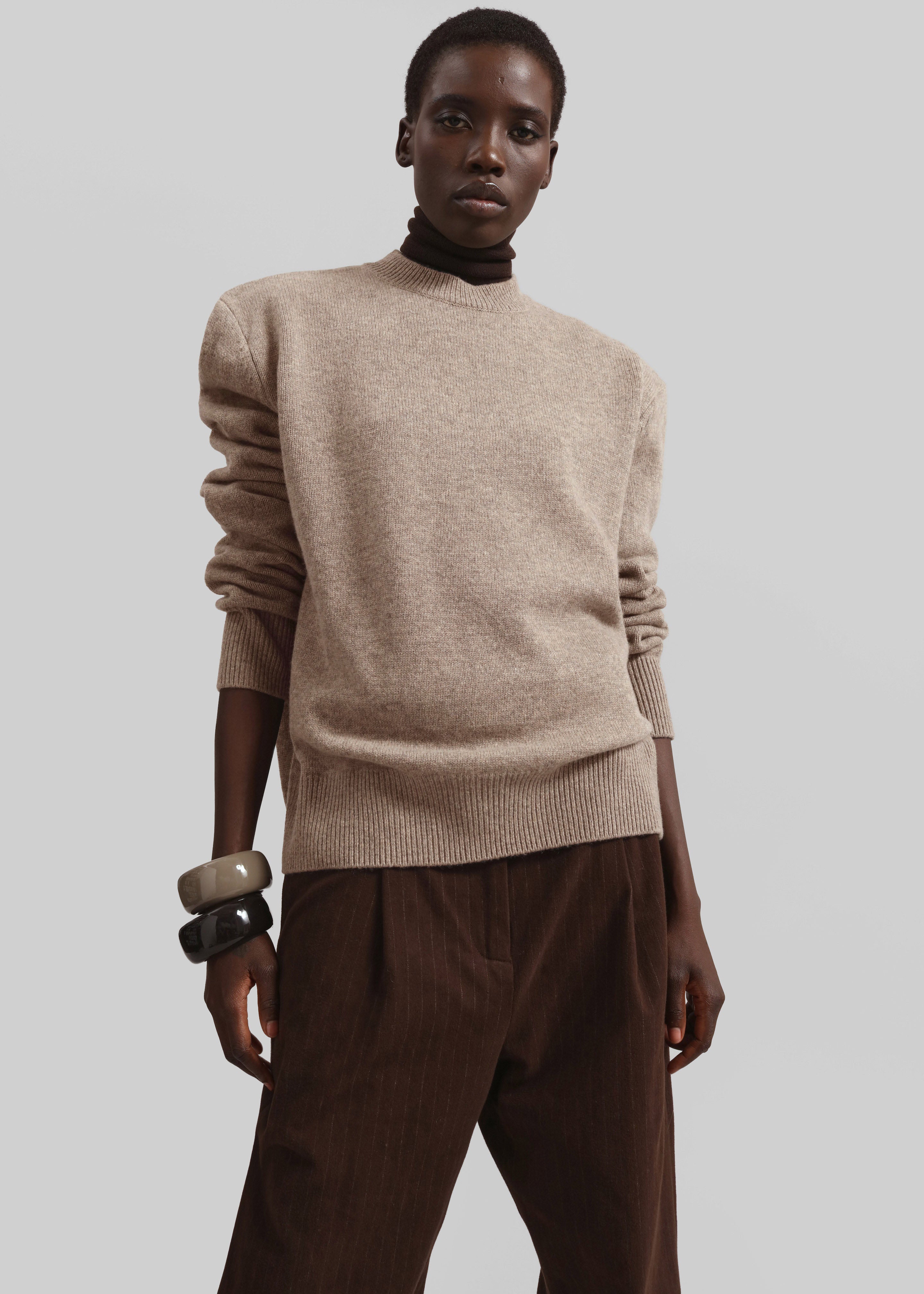 Rafaela Padded Knit Sweater - Taupe - 1