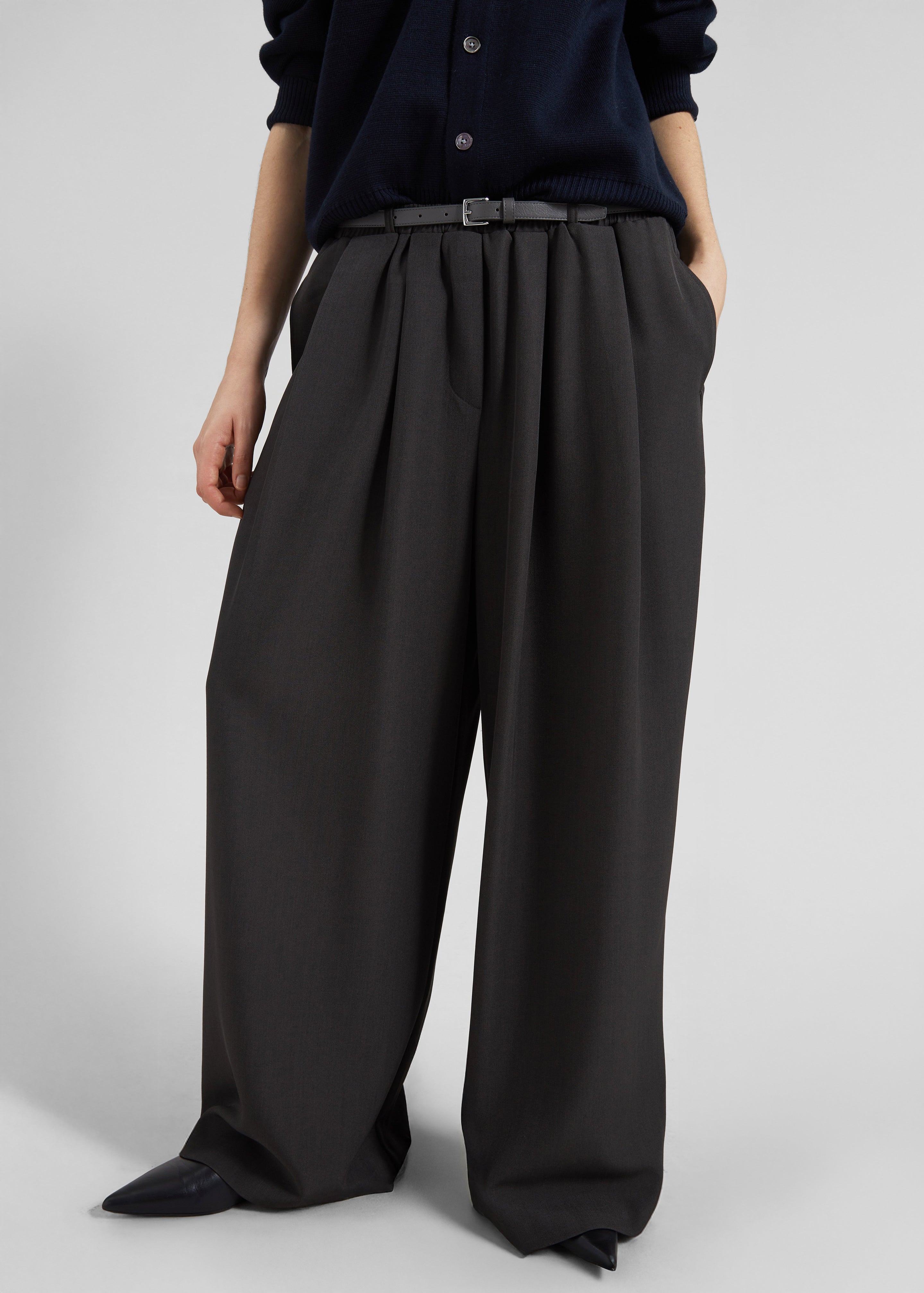 Ramsen Pleated Wide Trousers - Charcoal - 4