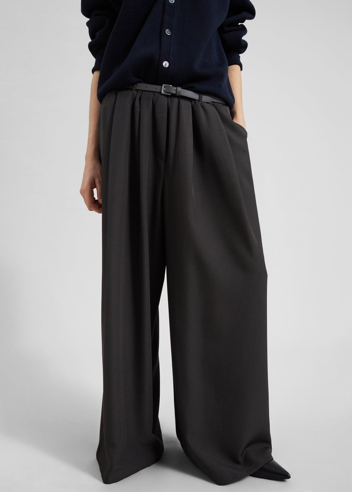 Ramsen Pleated Wide Trousers - Charcoal - 2