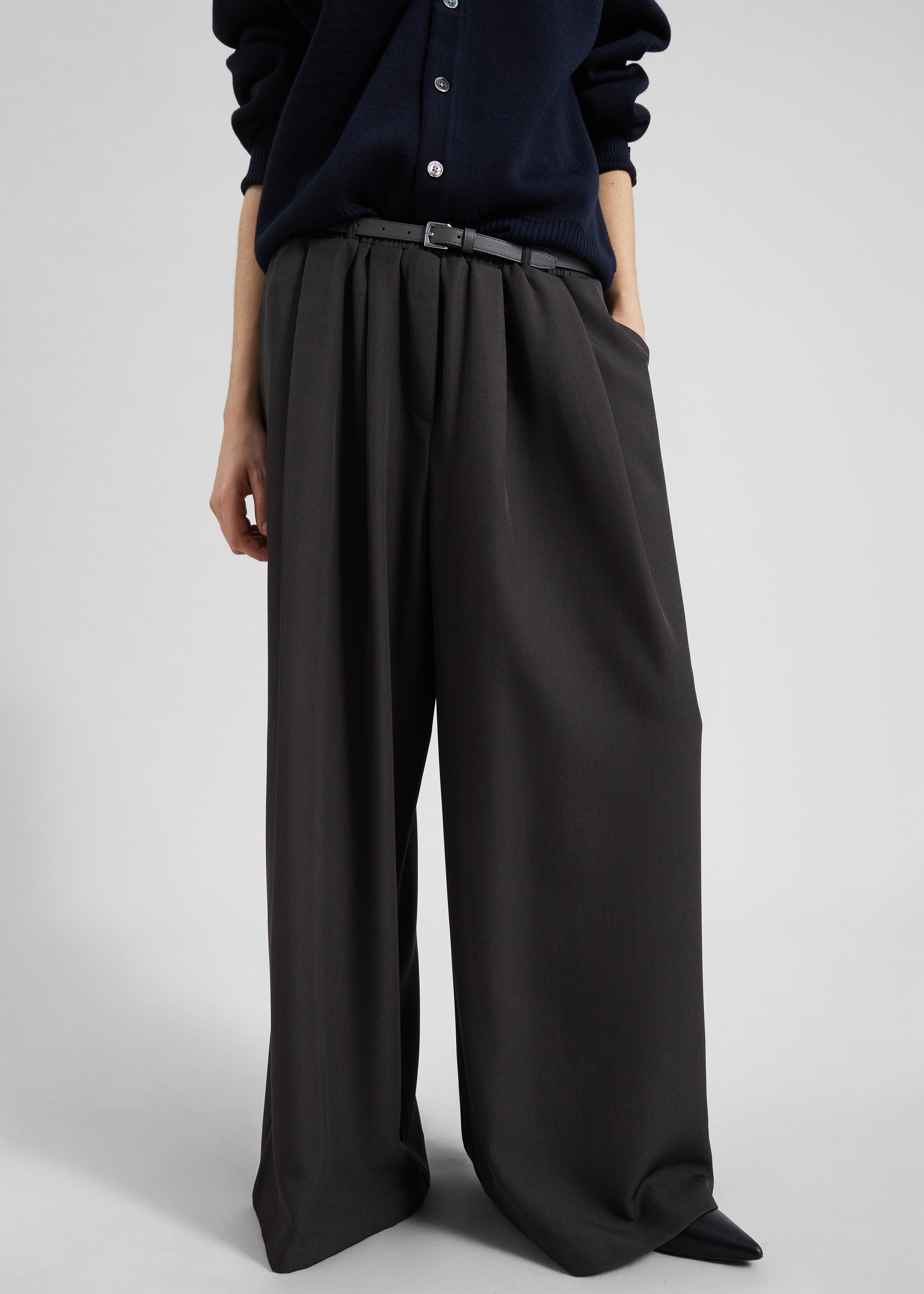 Ramsen Pleated Wide Trousers - Charcoal - 2