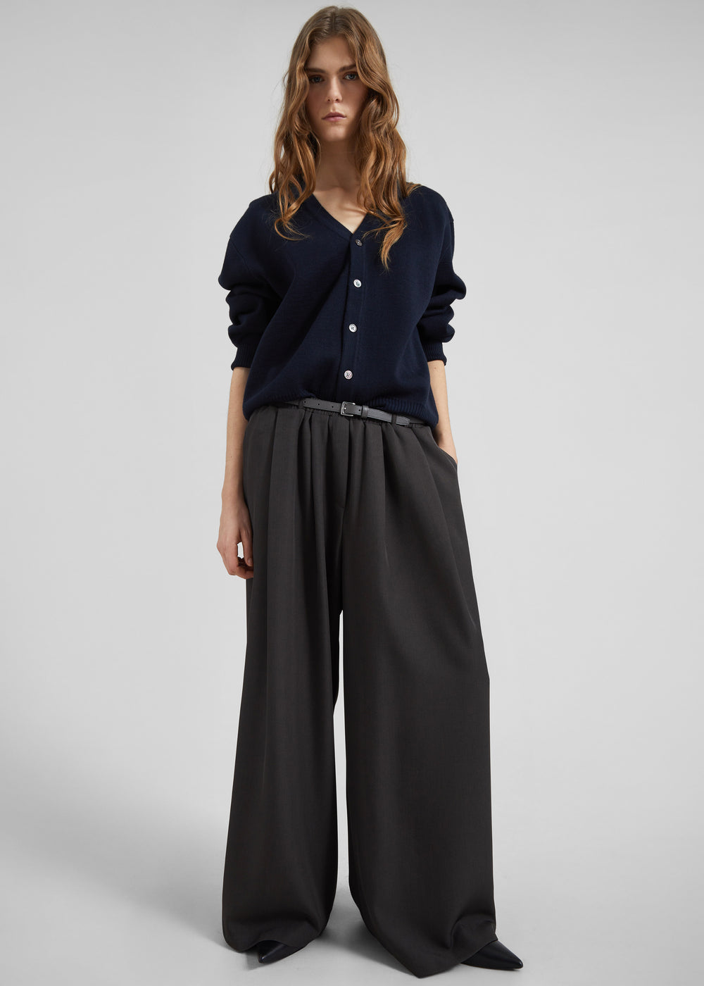 Ramsen Pleated Wide Trousers - Charcoal