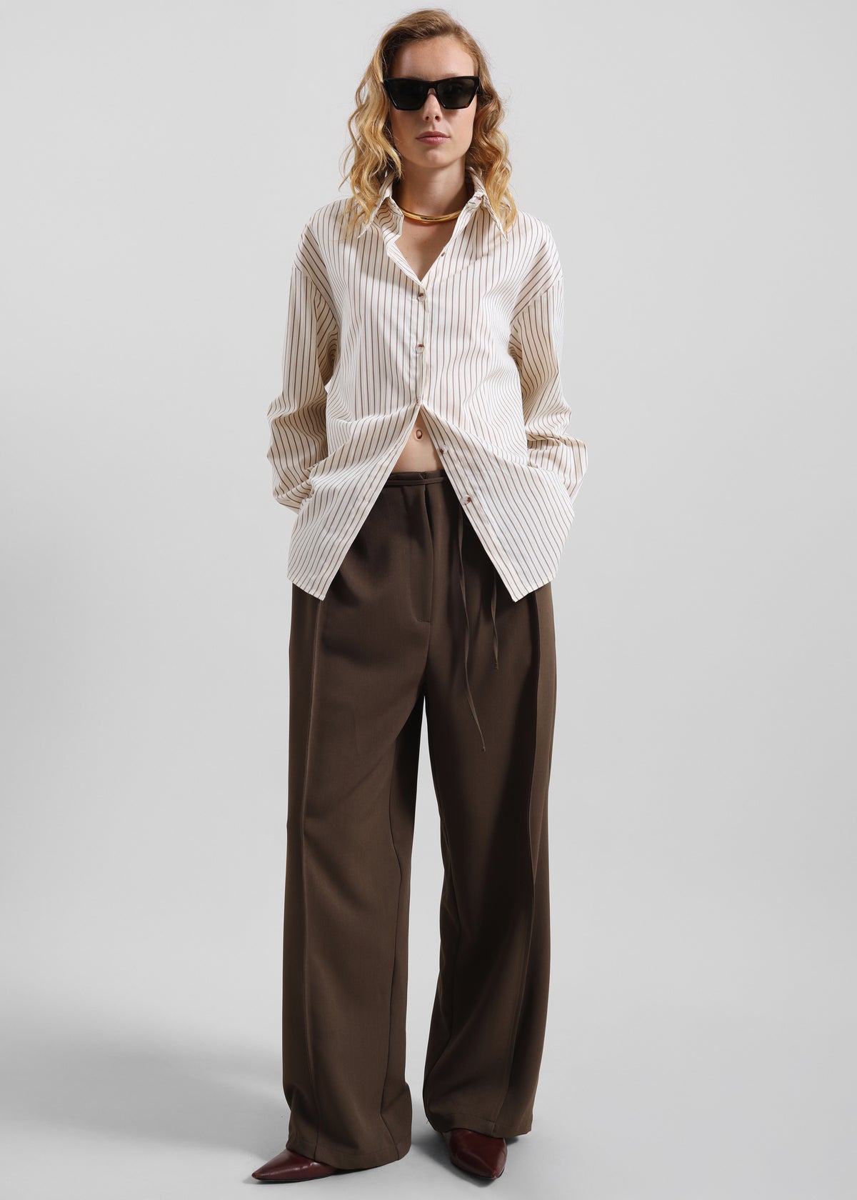 Ravell Pleated Trousers - Brown - 1