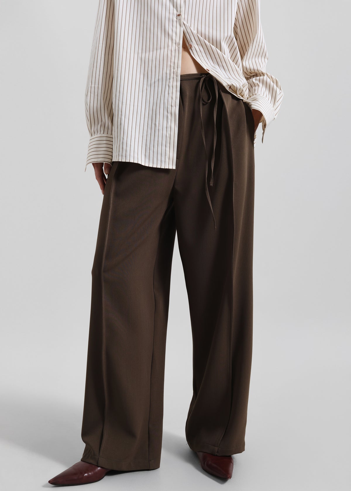 Ravell Pleated Trousers - Brown - 2