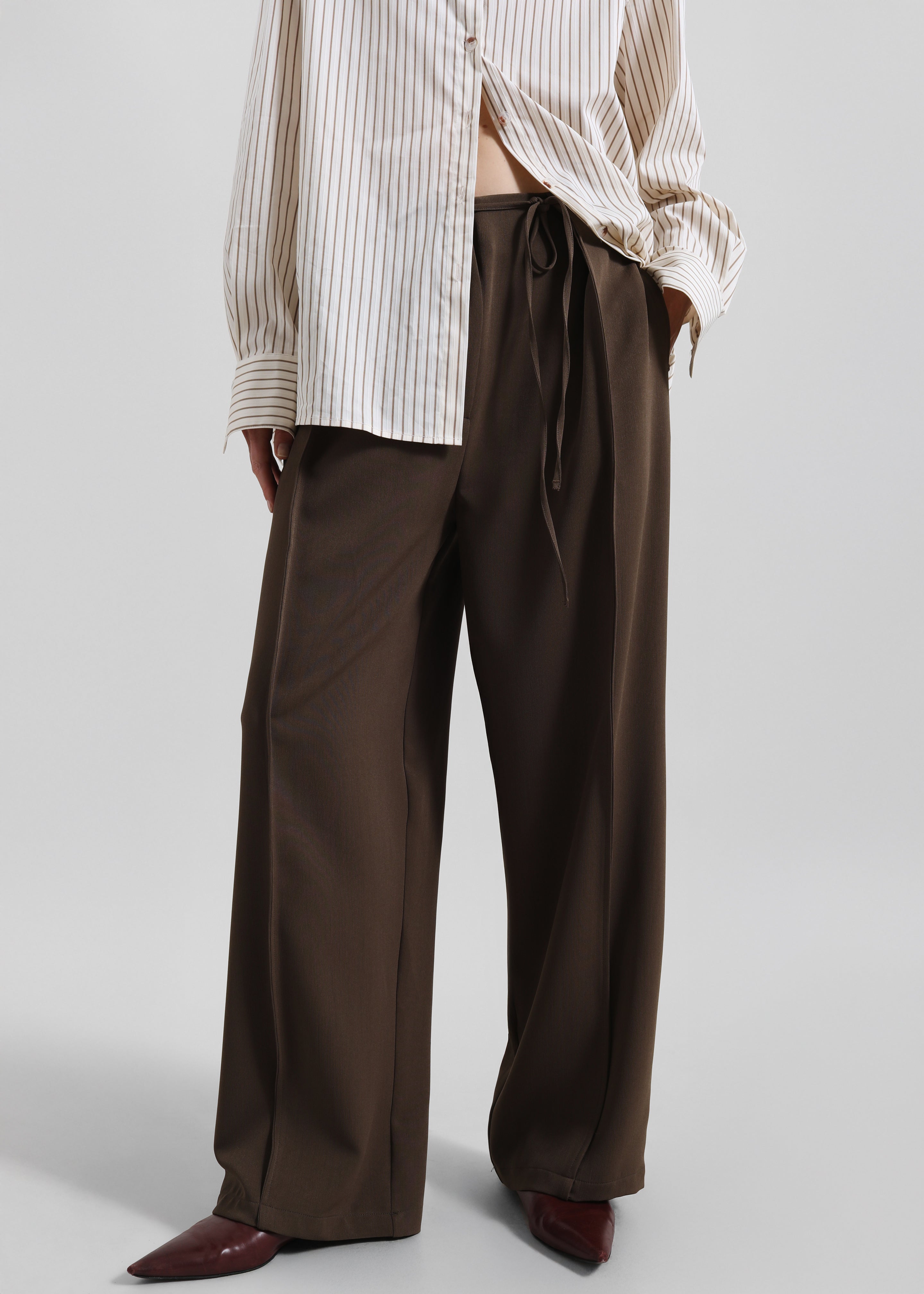 Ravell Pleated Trousers - Brown - 2