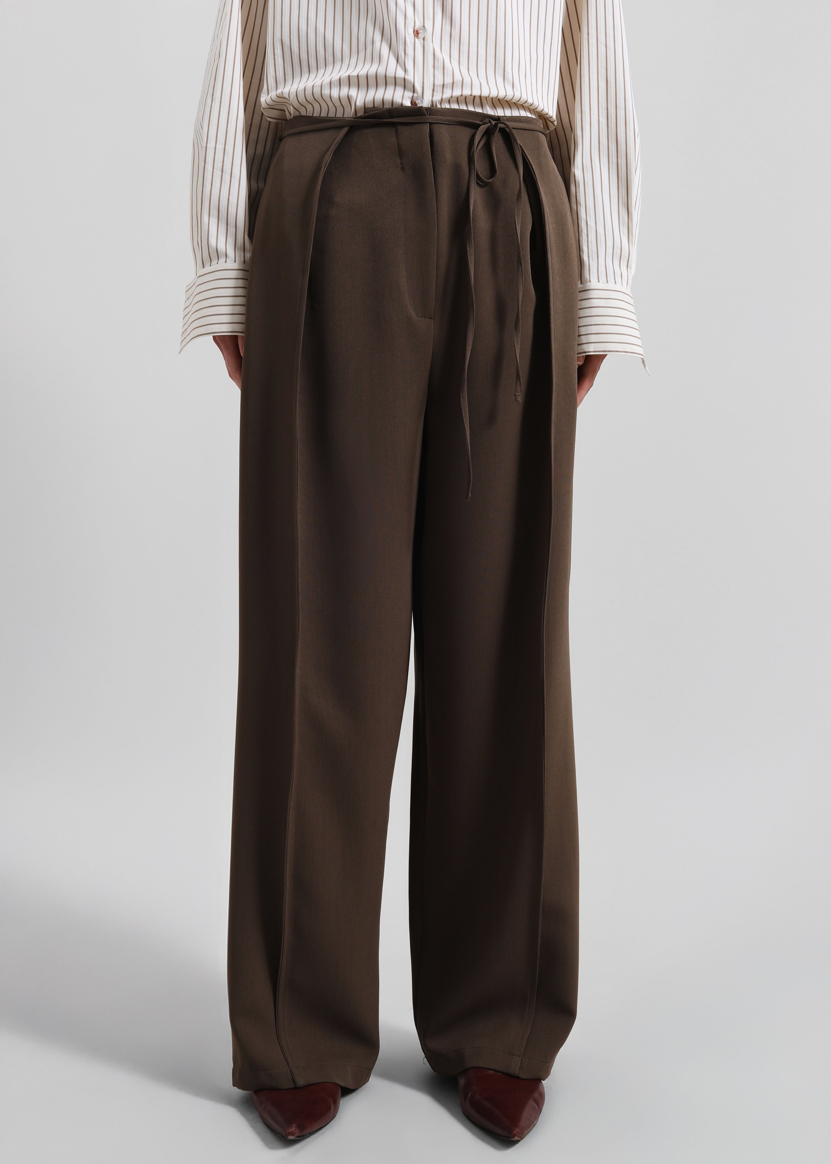 Ravell Pleated Trousers - Brown - 4
