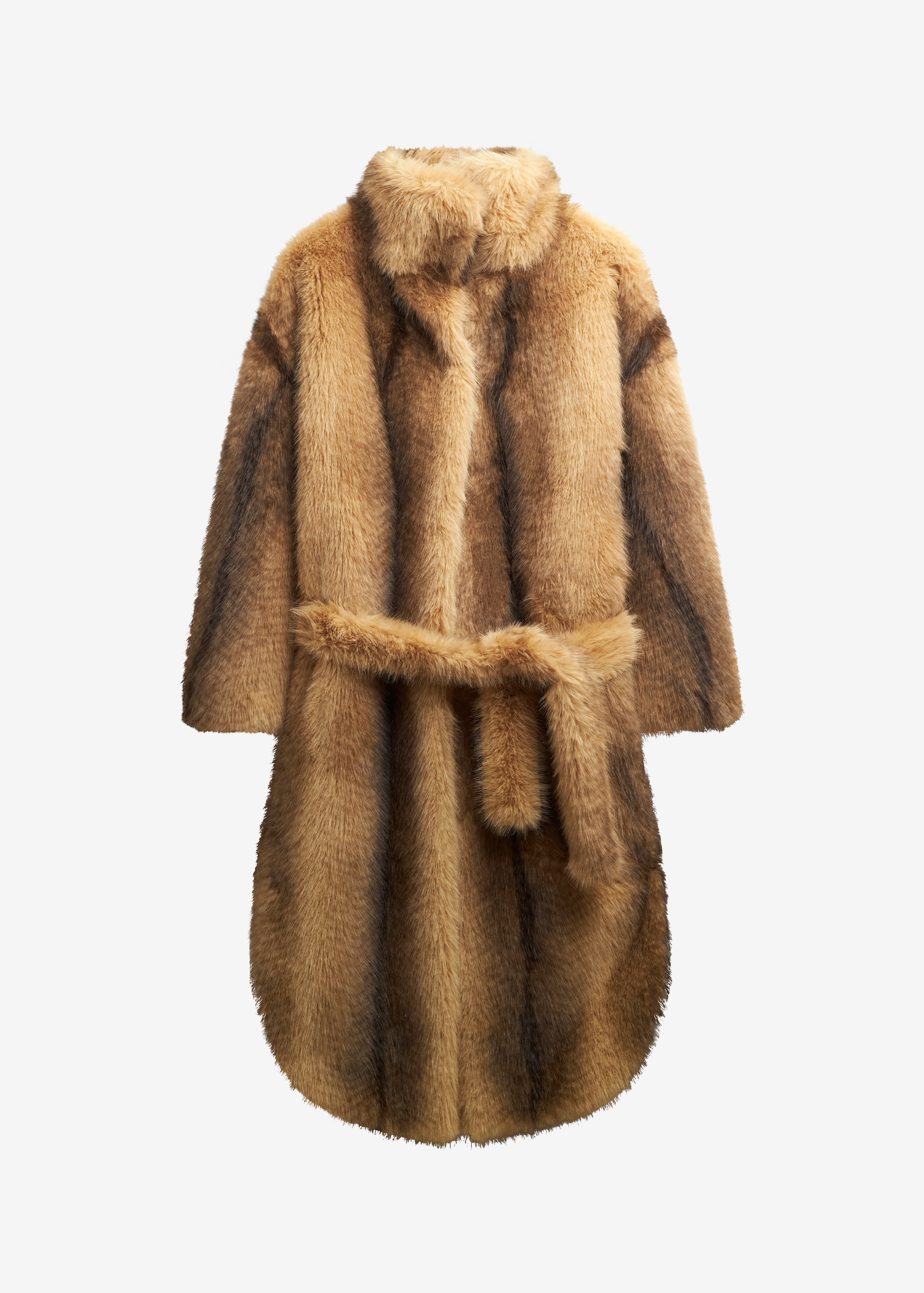 Ravello Faux Fur Robe Coat - Beige/Brown – The Frankie Shop