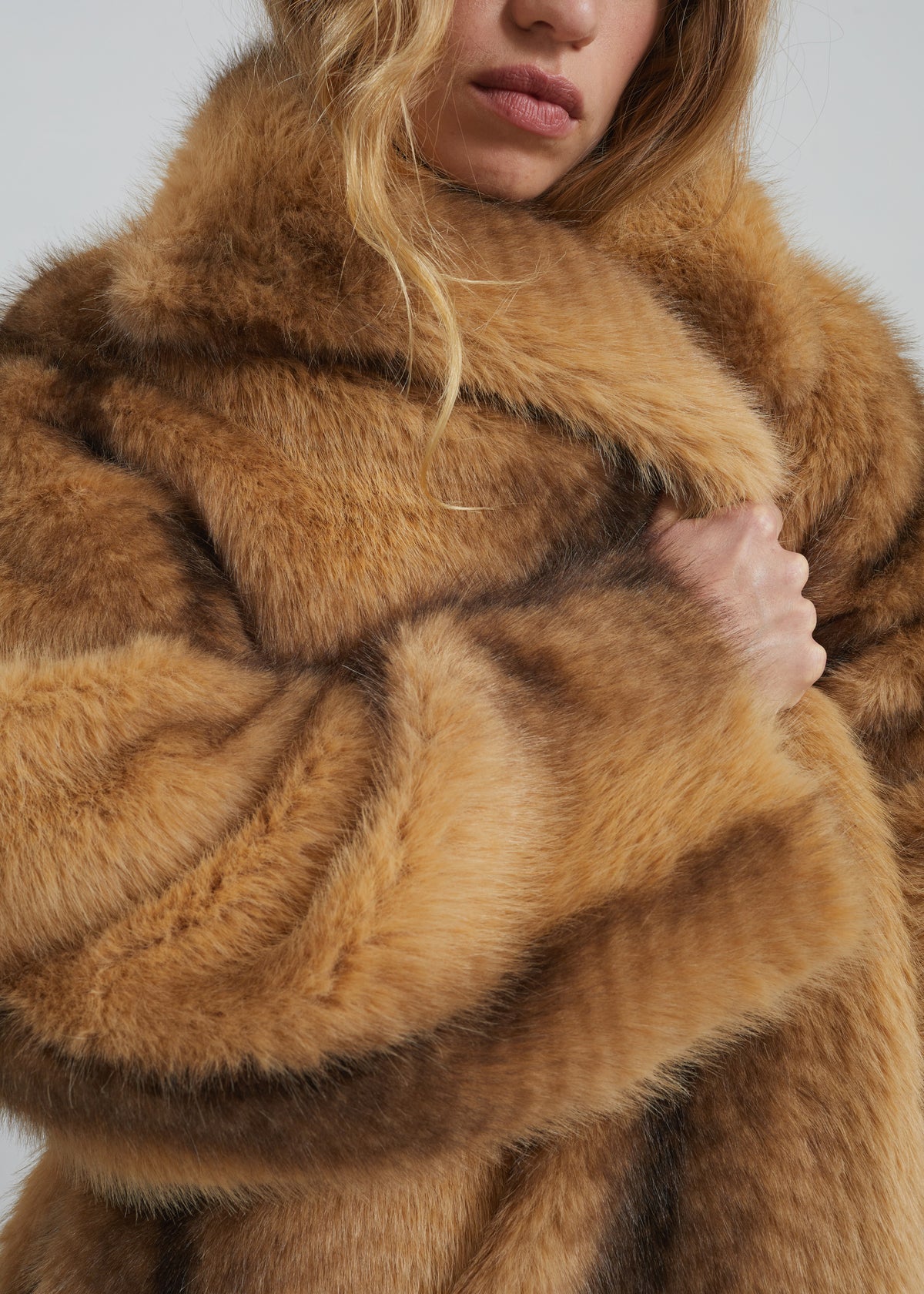 Ravello Faux Fur Robe Coat - Camel - 7
