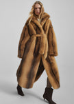 Ravello Faux Fur Robe Coat - Beige/Brown