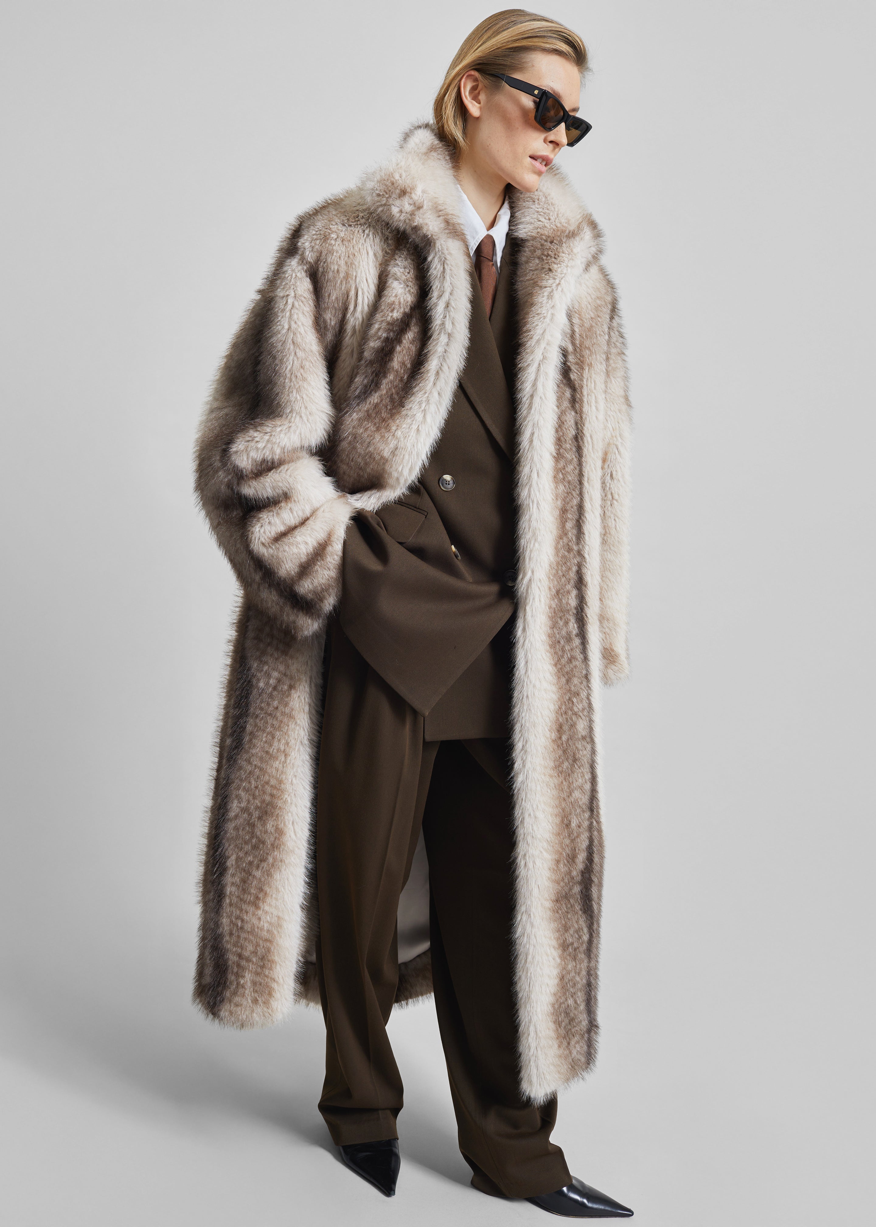 Ravello Faux Fur Robe Coat - Grey – The Frankie Shop