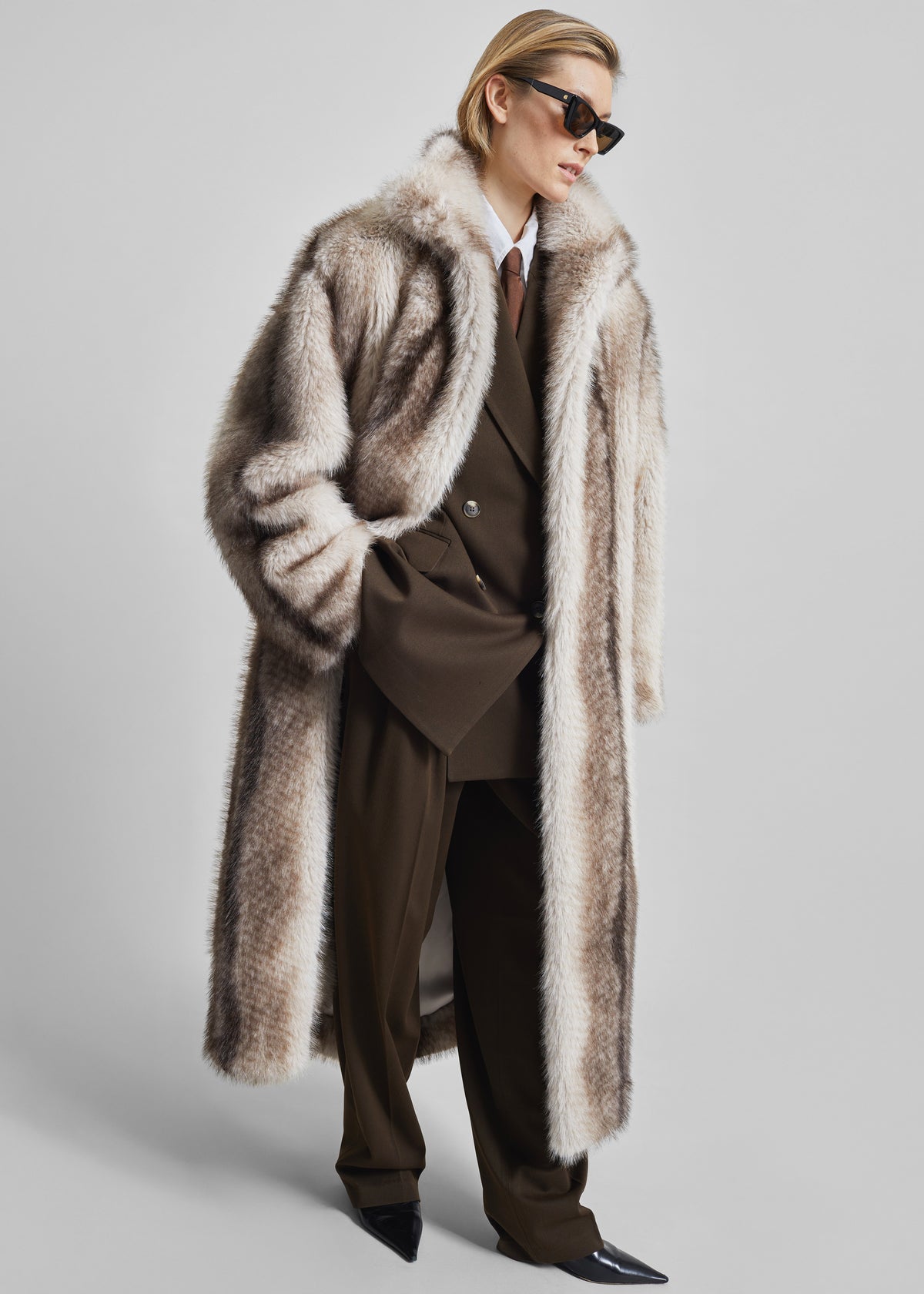 Ravello Faux Fur Robe Coat - Grey - 3