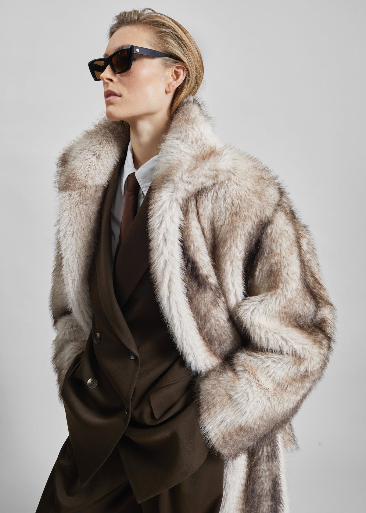 Ravello Faux Fur Robe Coat - Grey - 4