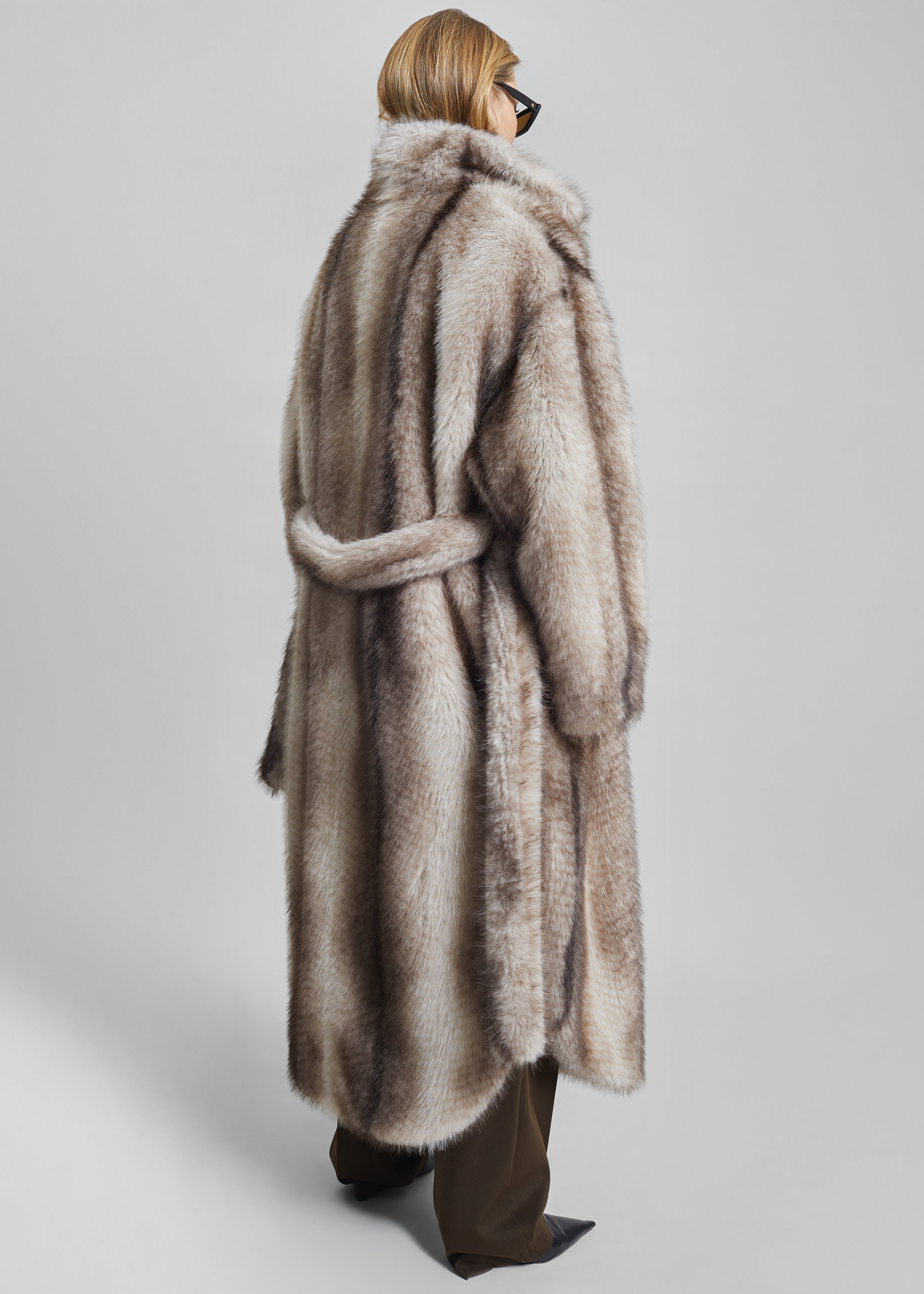 Ravello Faux Fur Robe Coat - Grey - 11