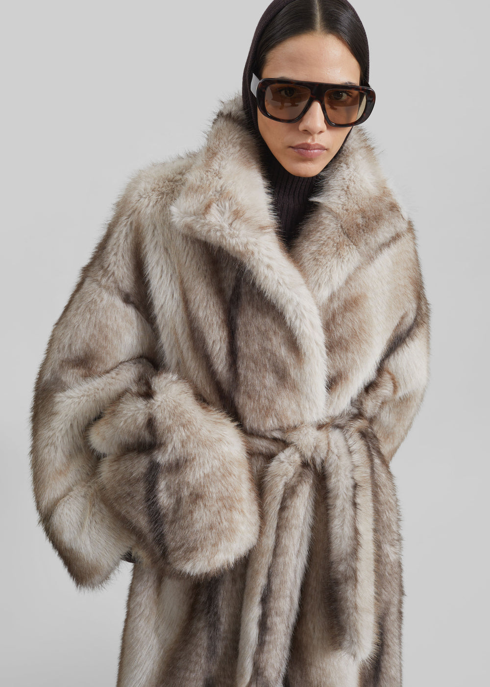 Ravello Faux Fur Robe Coat - Grey - 1