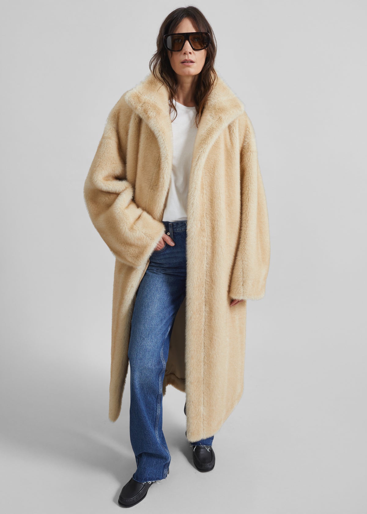 Ravello Faux Fur Robe Coat - Beige