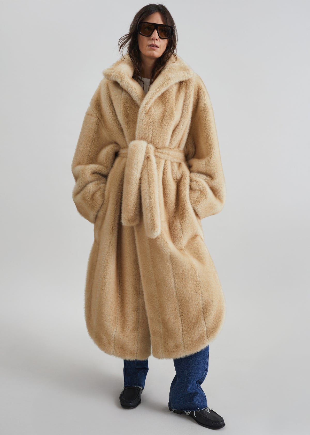 Ravello Faux Fur Robe Coat - Beige