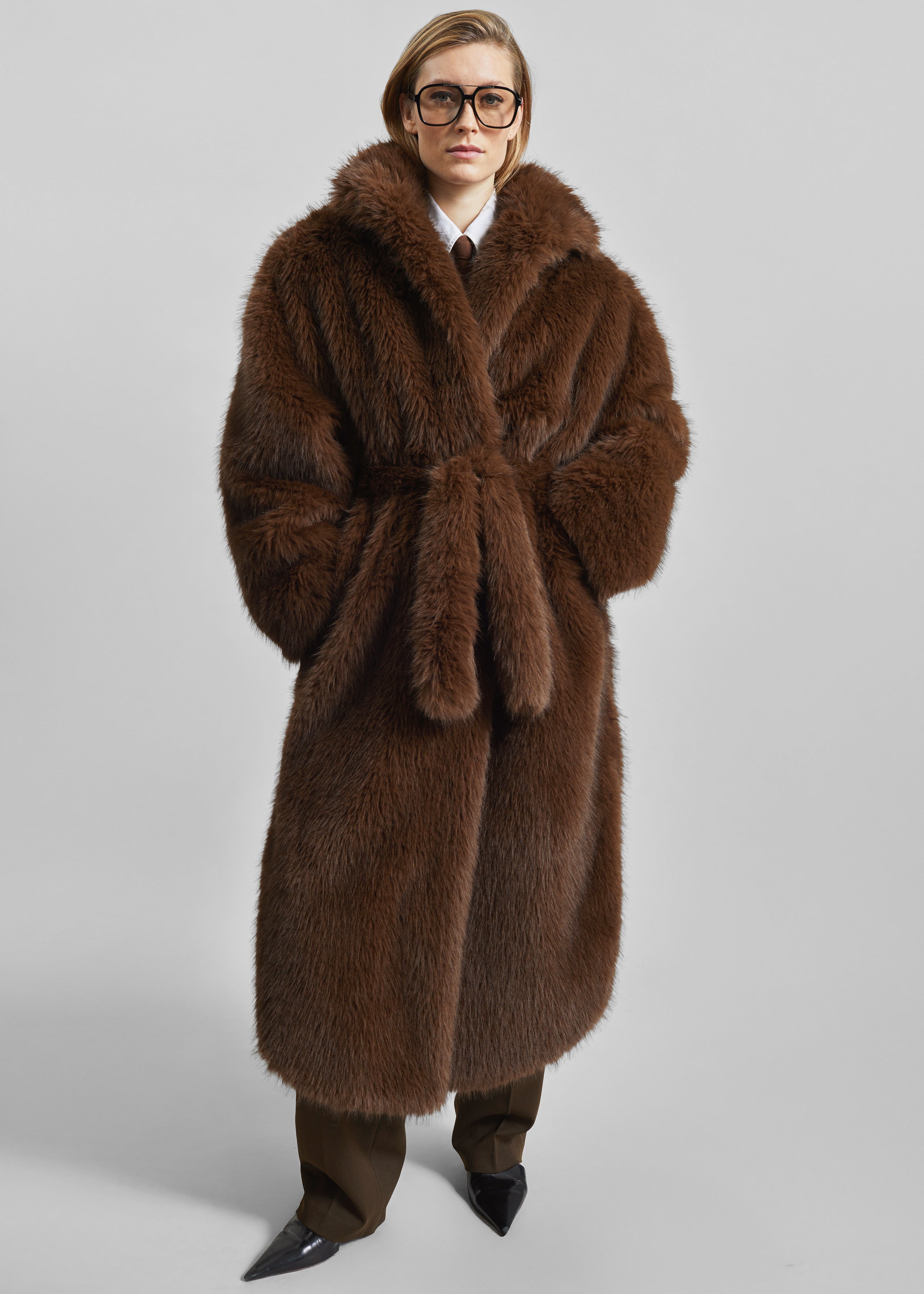 Ravello Faux Fur Robe Coat - Brown – The Frankie Shop