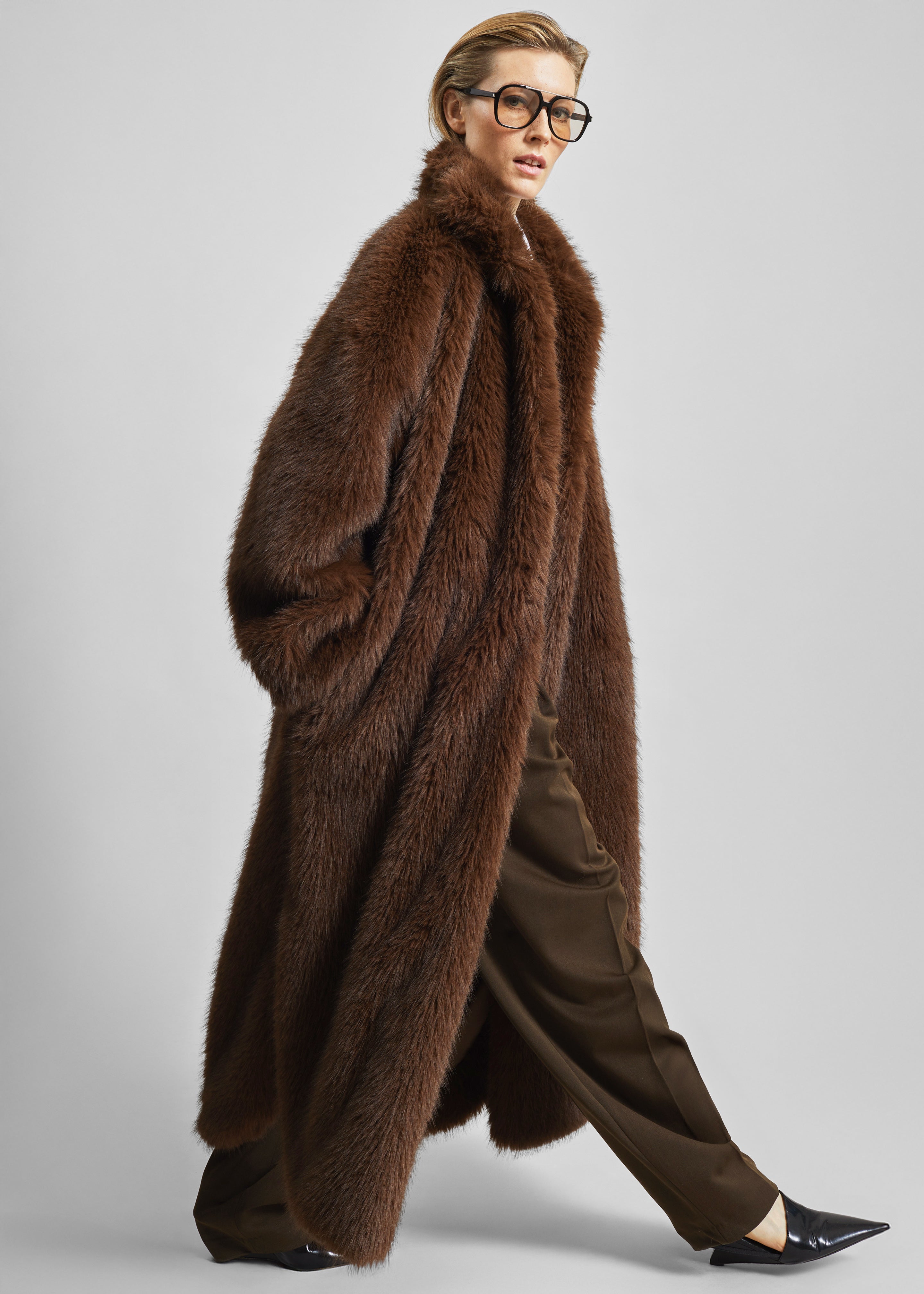 Ravello Faux Fur Robe Coat - Brown – The Frankie Shop