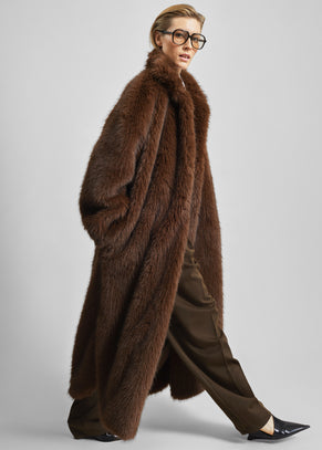 Ravello Faux Fur Robe Coat - Brown