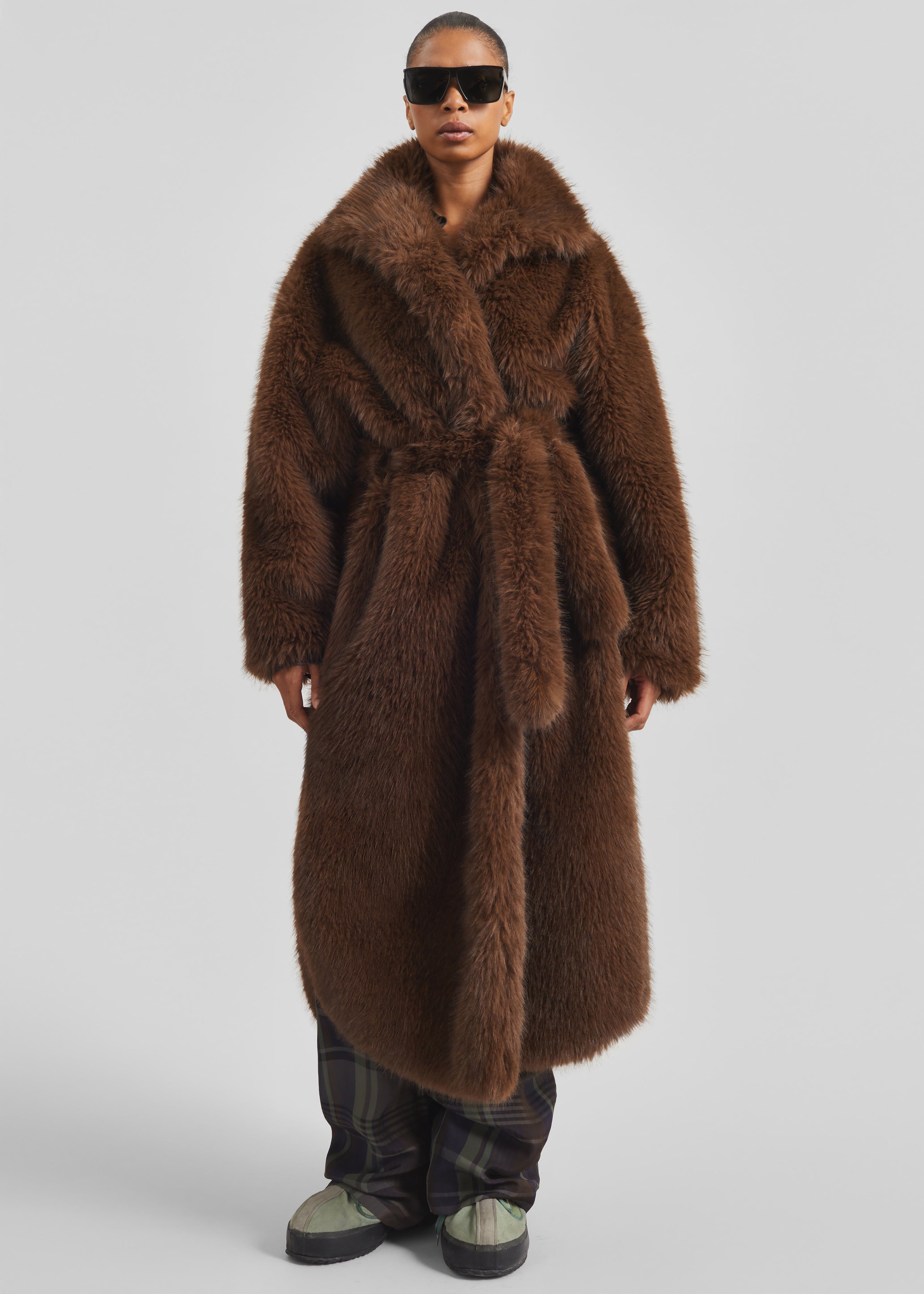 Ravello Faux Fur Robe Coat - Brown – The Frankie Shop
